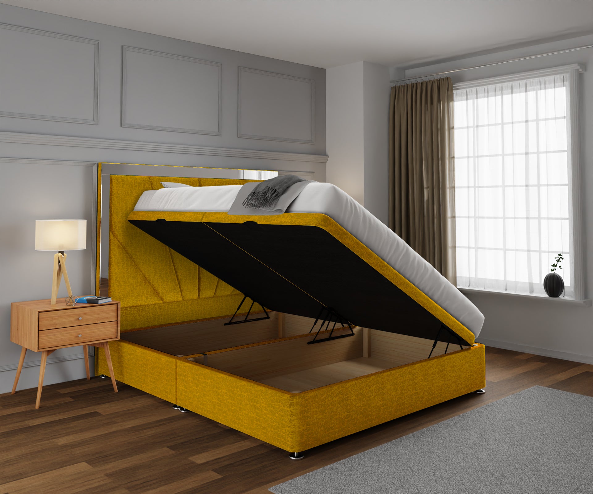 Chelsea Horizon Mirrored Ottoman Storage Divan Bed Set