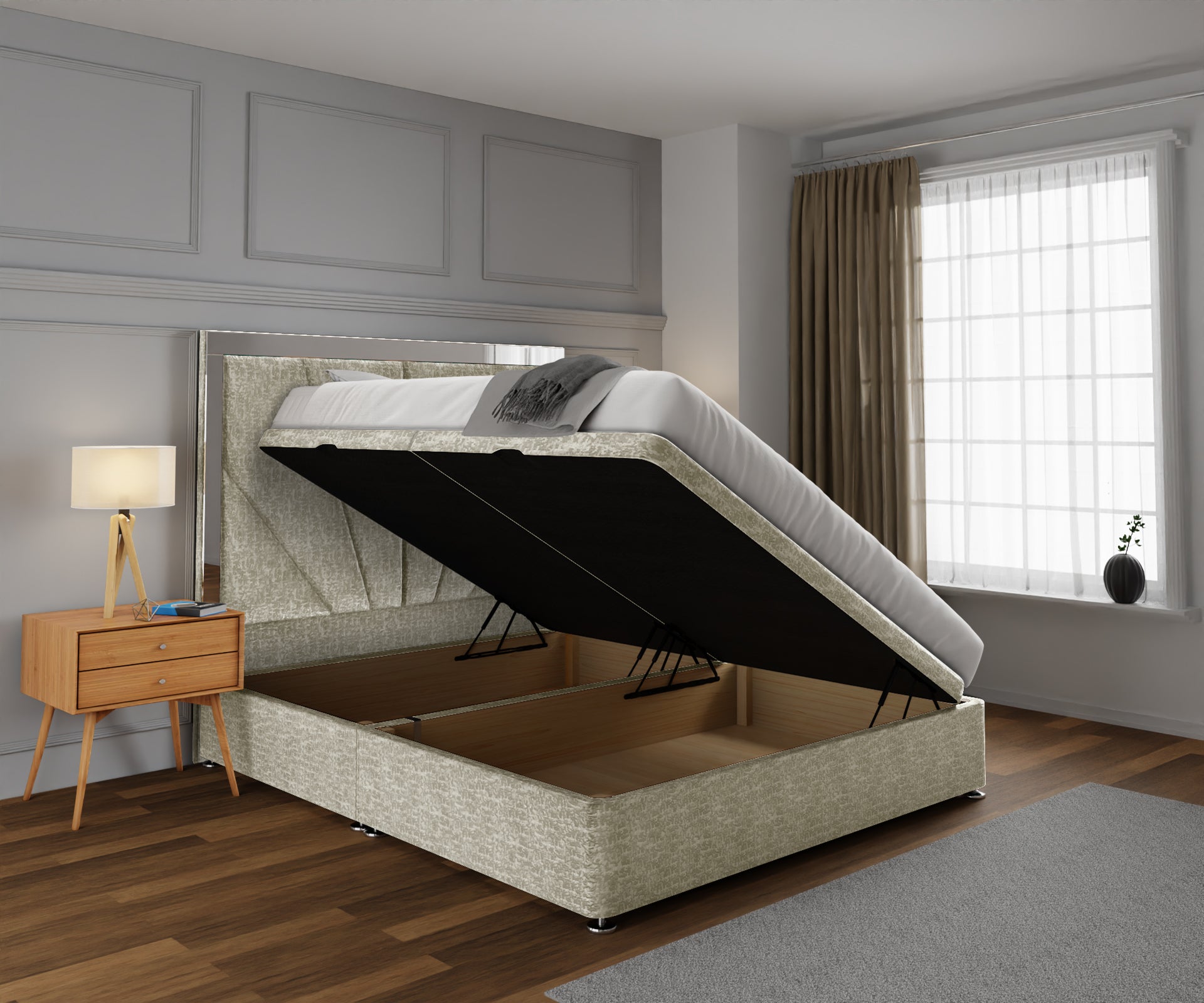 Chelsea Horizon Mirrored Ottoman Storage Divan Bed Set