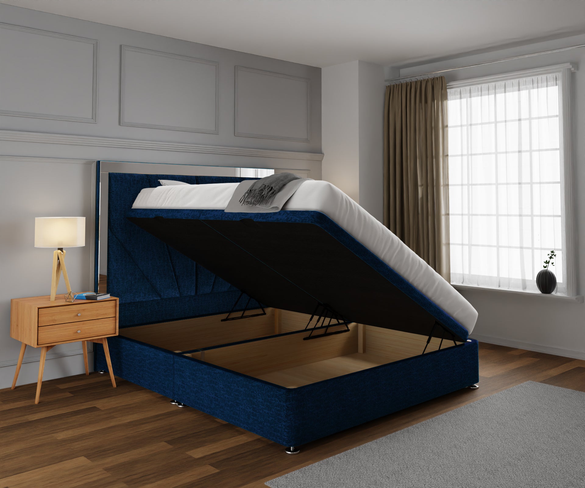 Chelsea Horizon Mirrored Ottoman Storage Divan Bed Set