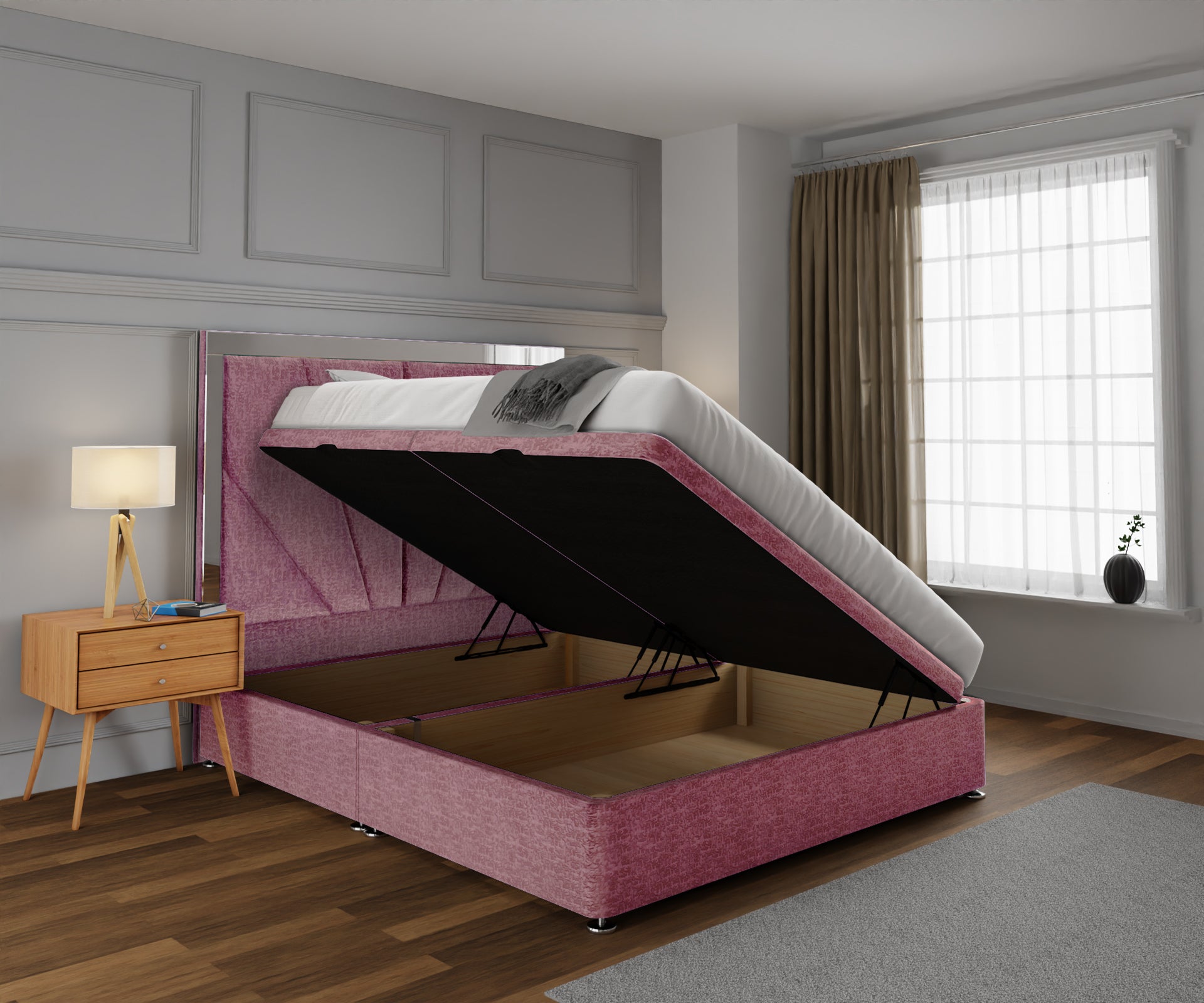 Chelsea Horizon Mirrored Ottoman Storage Divan Bed Set