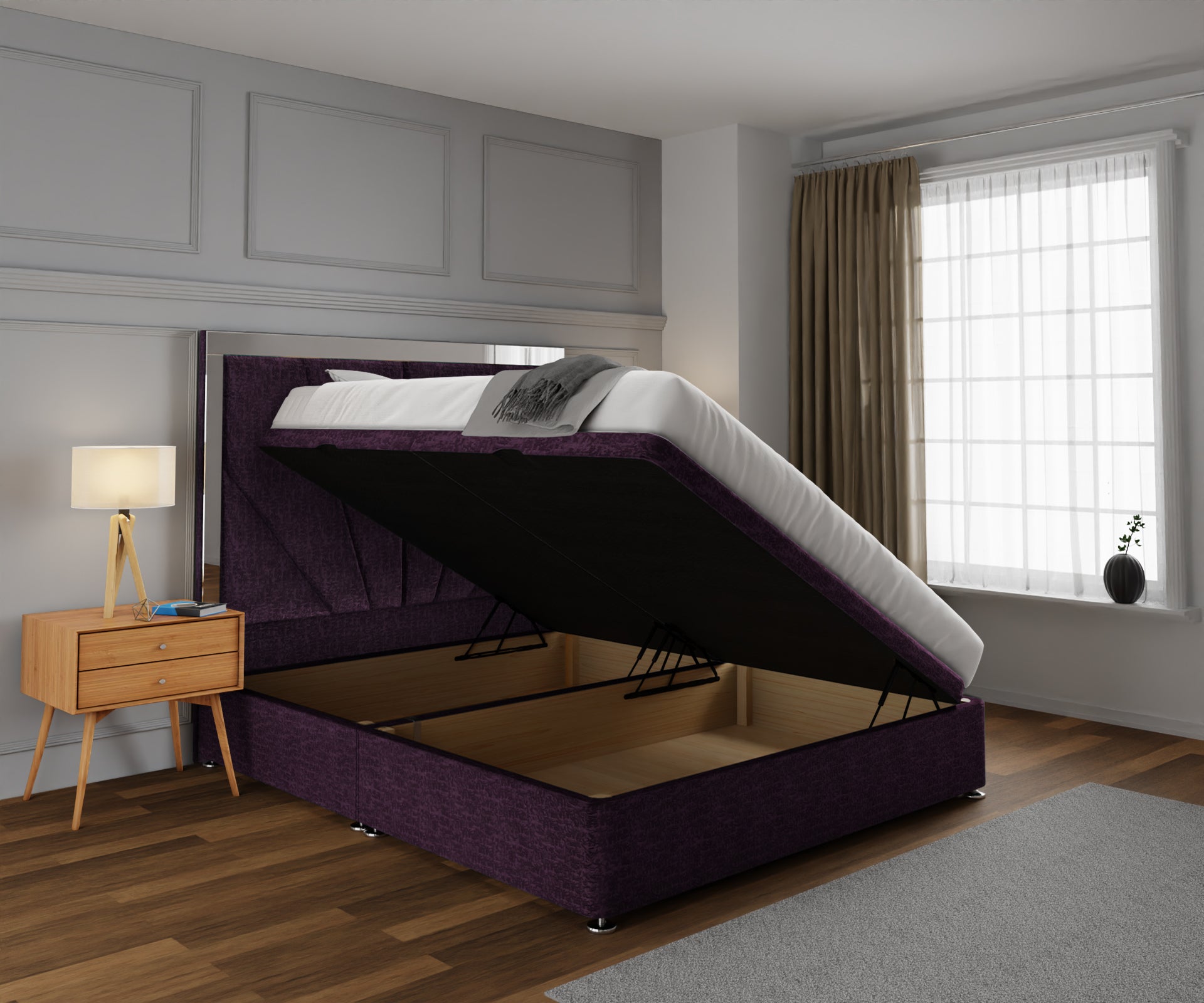 Chelsea Horizon Mirrored Ottoman Storage Divan Bed Set