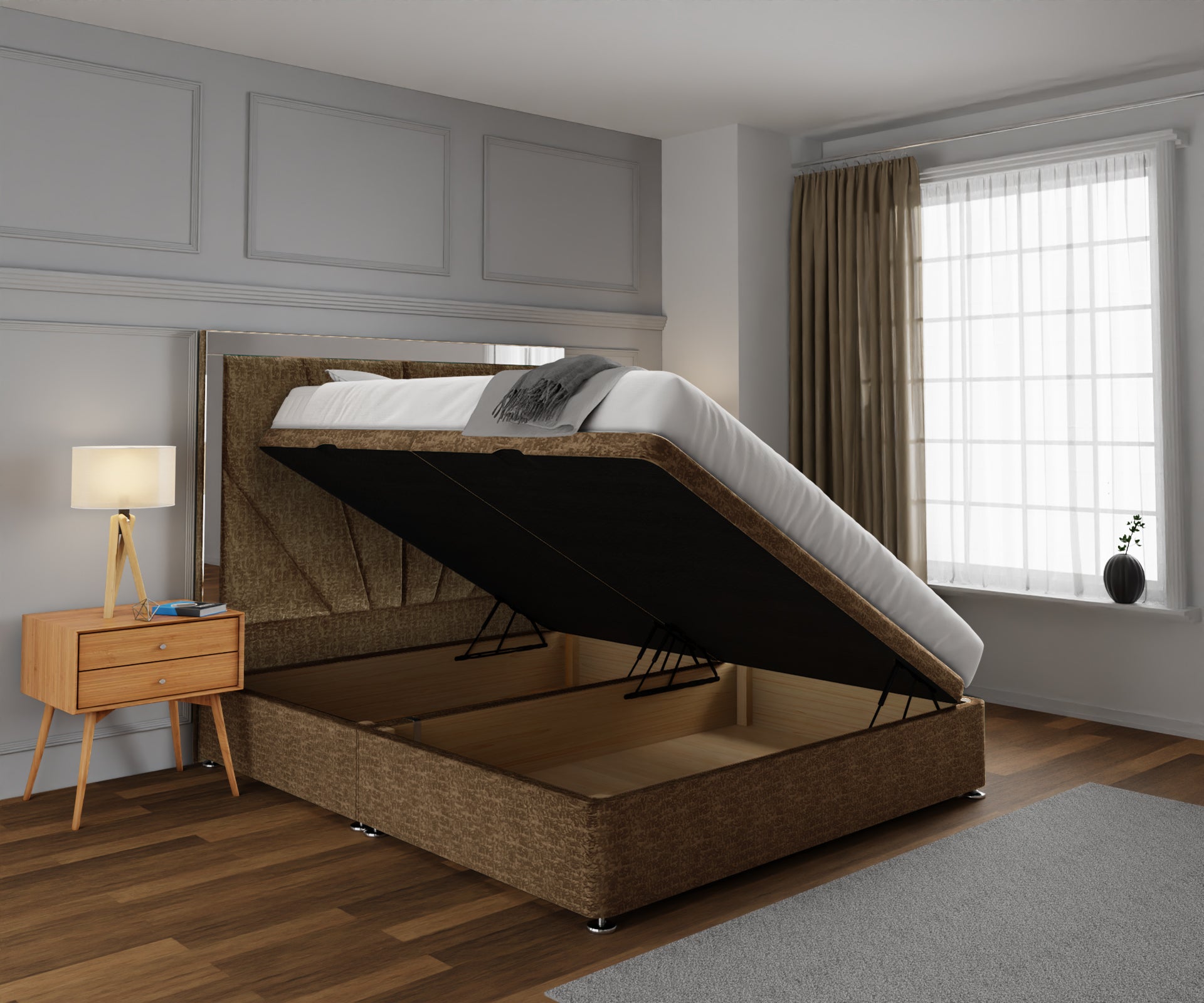 Chelsea Horizon Mirrored Ottoman Storage Divan Bed Set