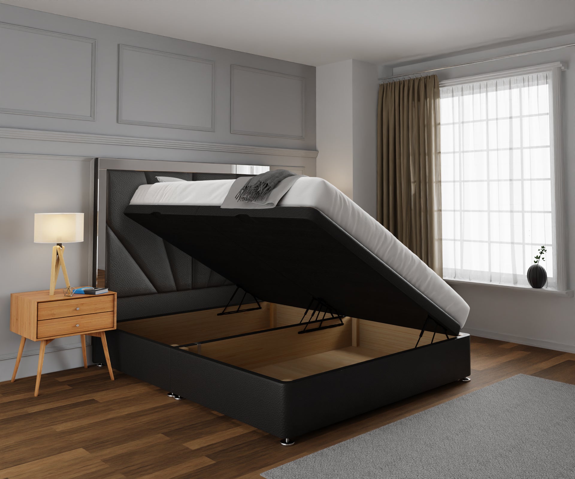 Chelsea Horizon Mirrored Ottoman Storage Divan Bed Set