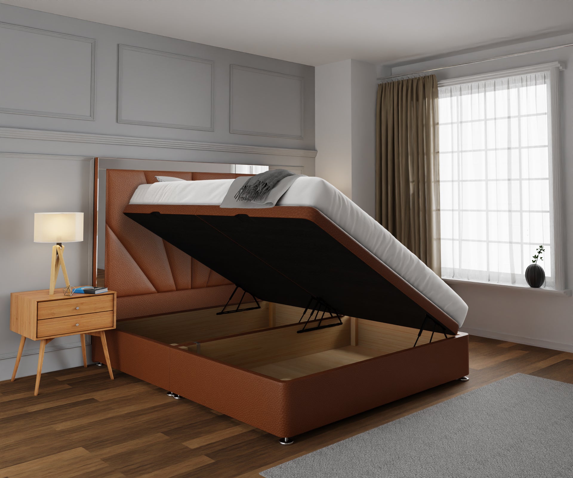 Chelsea Horizon Mirrored Ottoman Storage Divan Bed Set