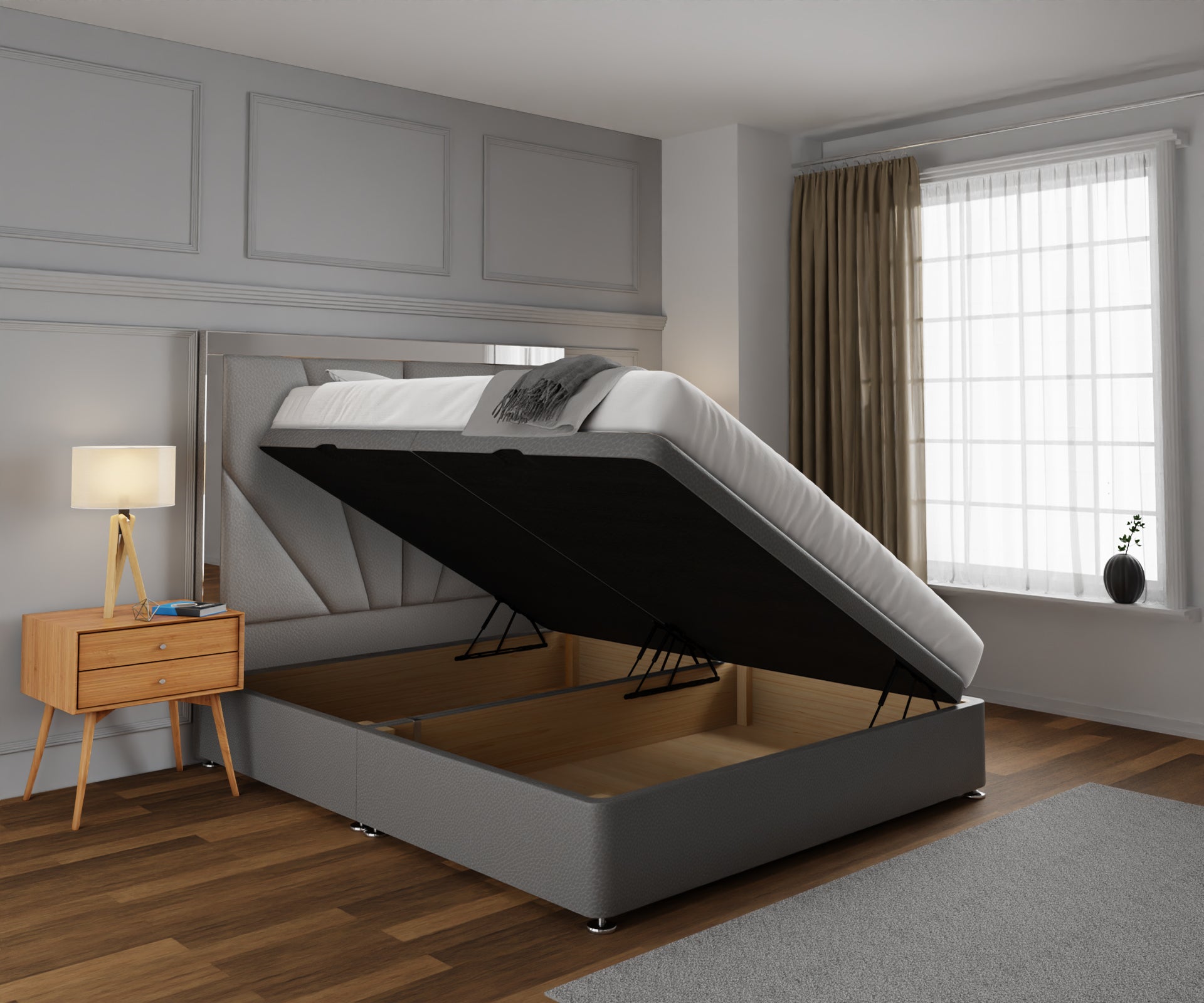 Chelsea Horizon Mirrored Ottoman Storage Divan Bed Set