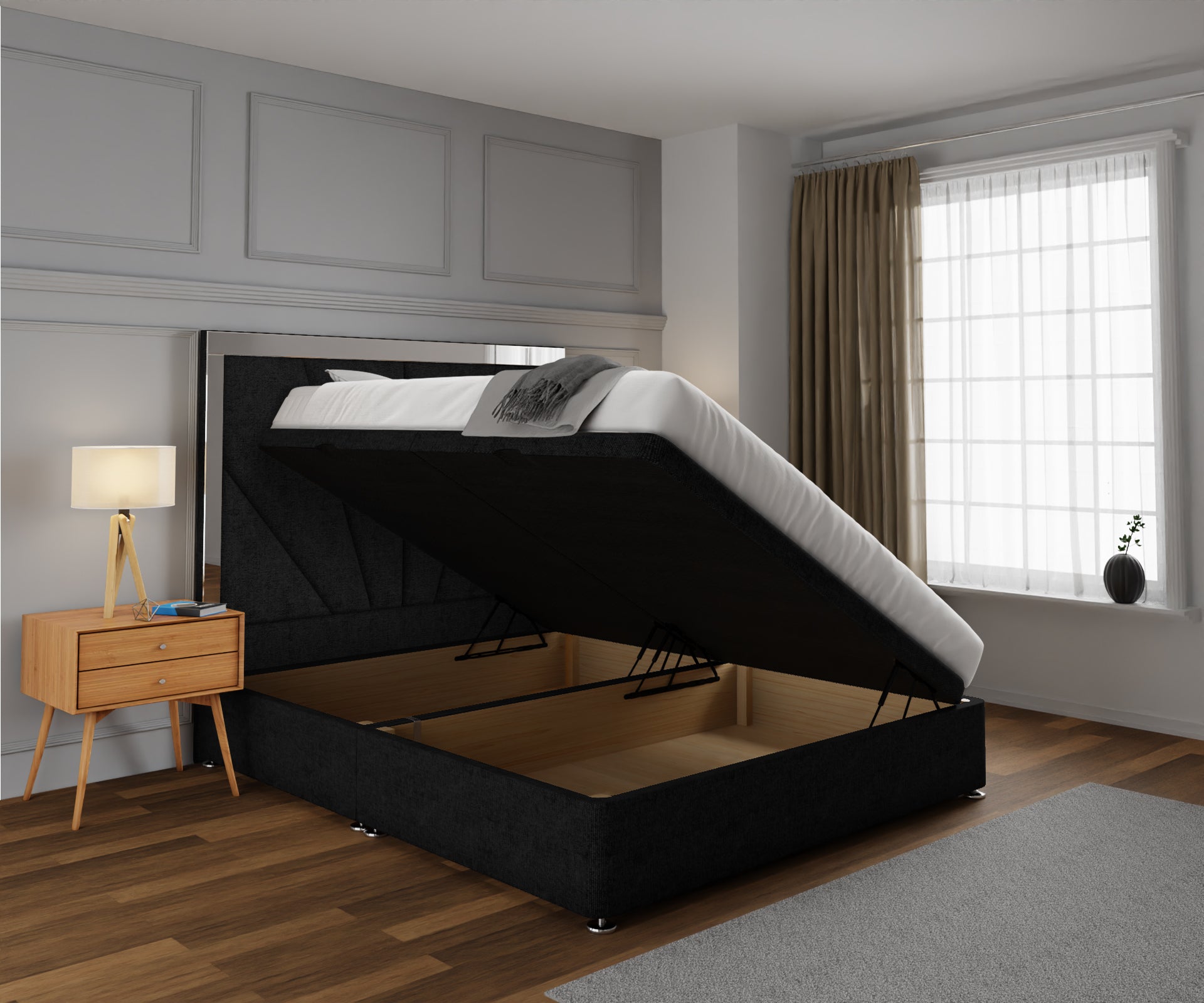 Chelsea Horizon Mirrored Ottoman Storage Divan Bed Set
