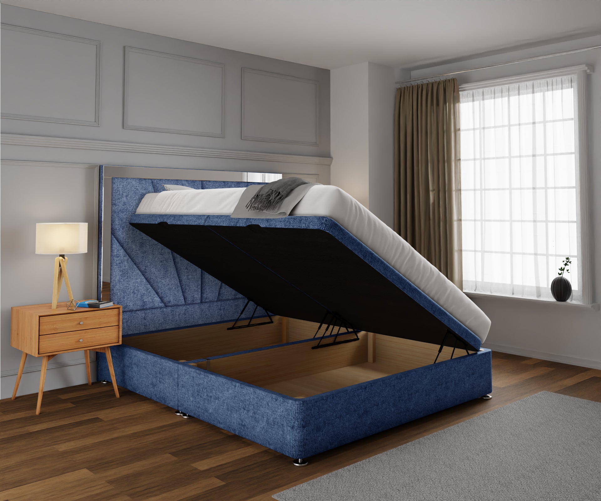 Chelsea Horizon Mirrored Ottoman Storage Divan Bed Set
