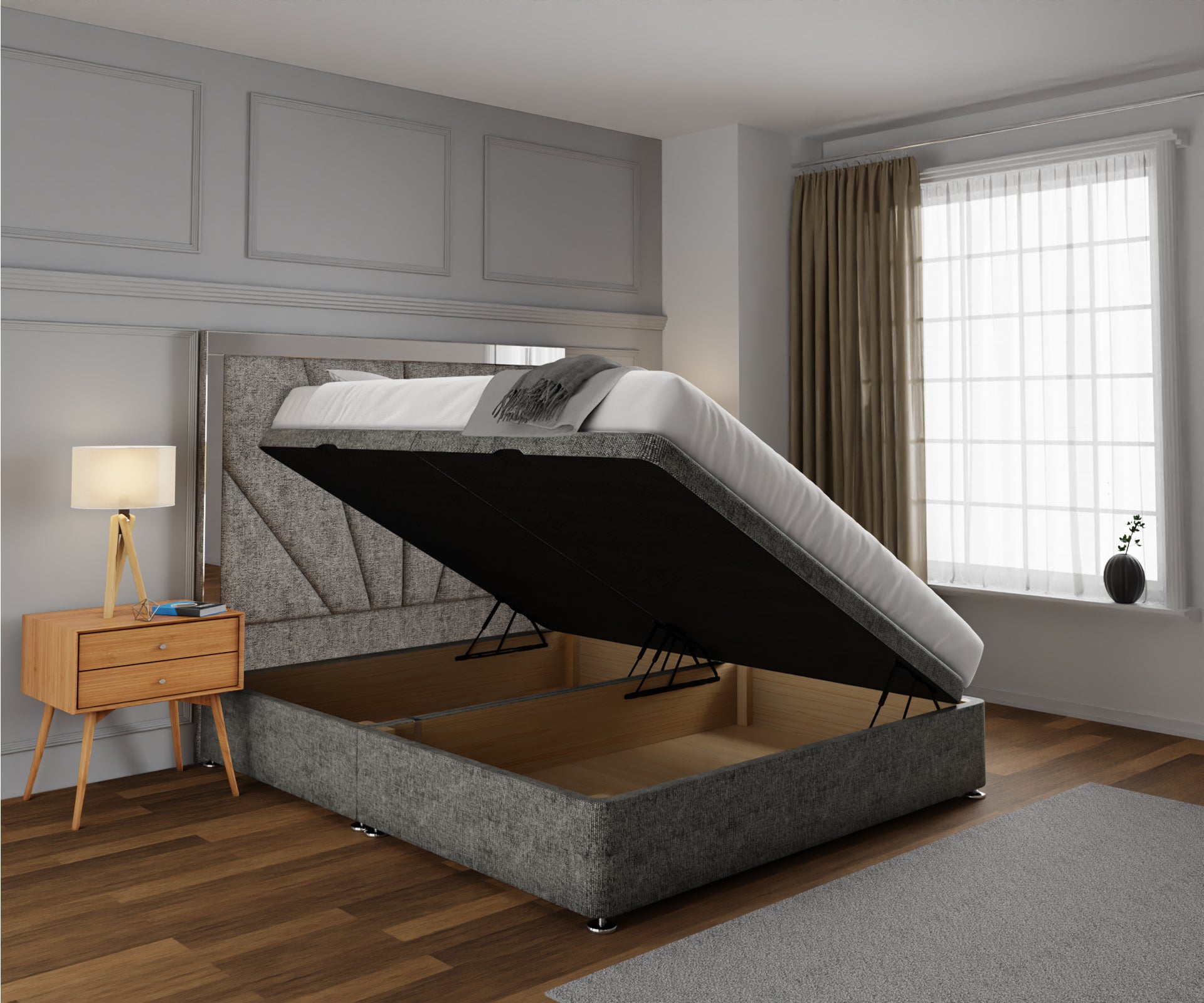 Chelsea Horizon Mirrored Ottoman Storage Divan Bed Set