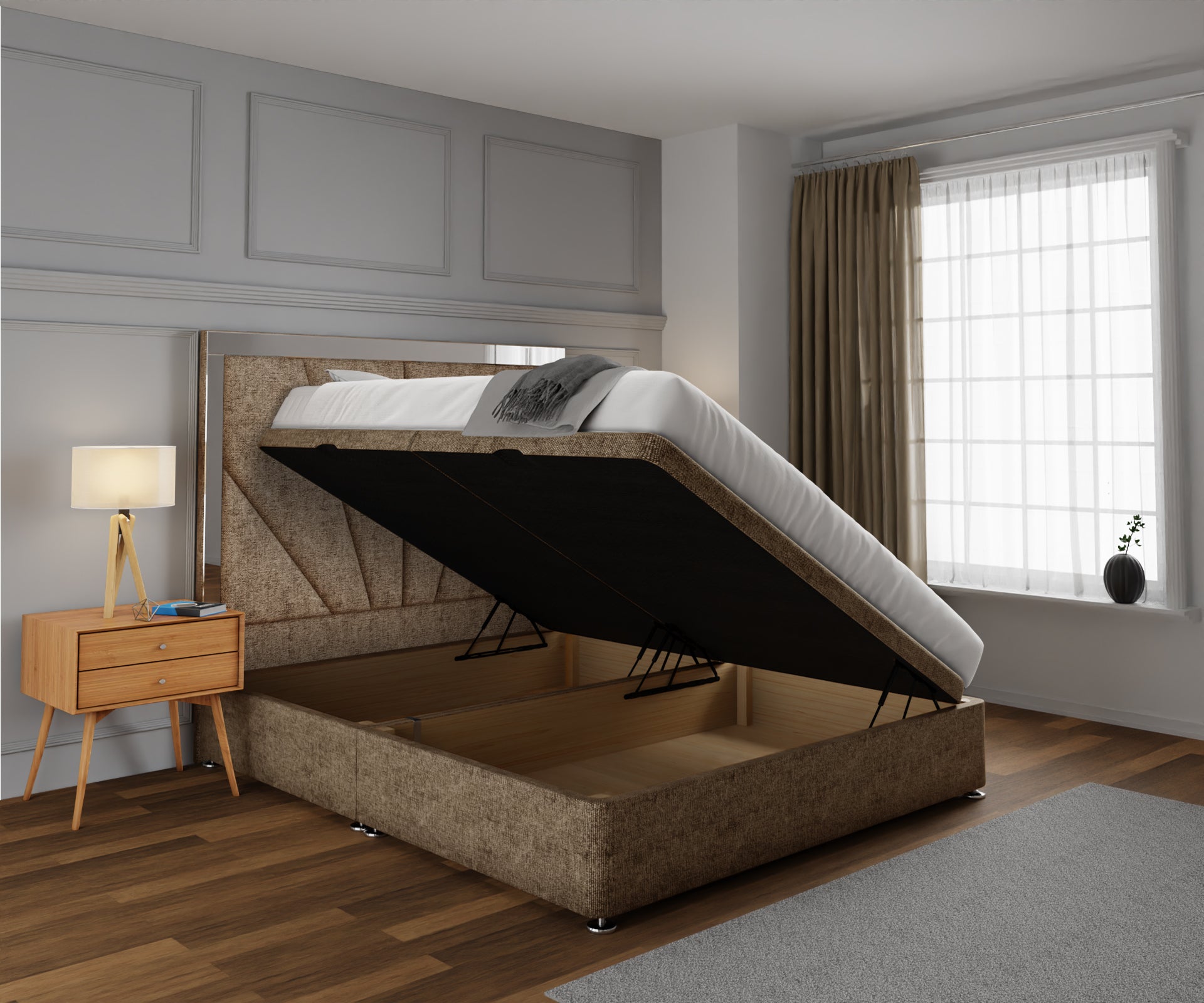 Chelsea Horizon Mirrored Ottoman Storage Divan Bed Set