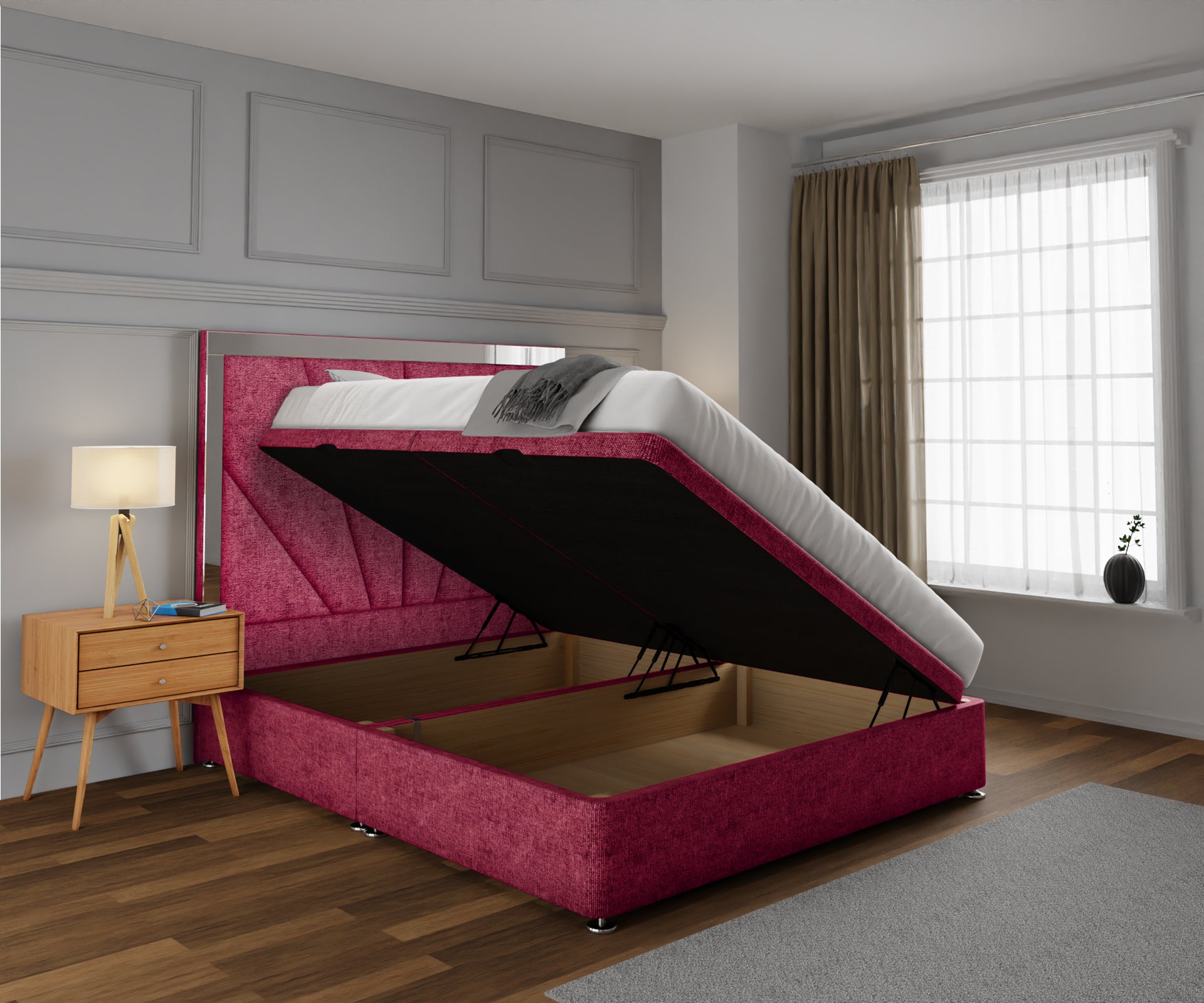 Chelsea Horizon Mirrored Ottoman Storage Divan Bed Set