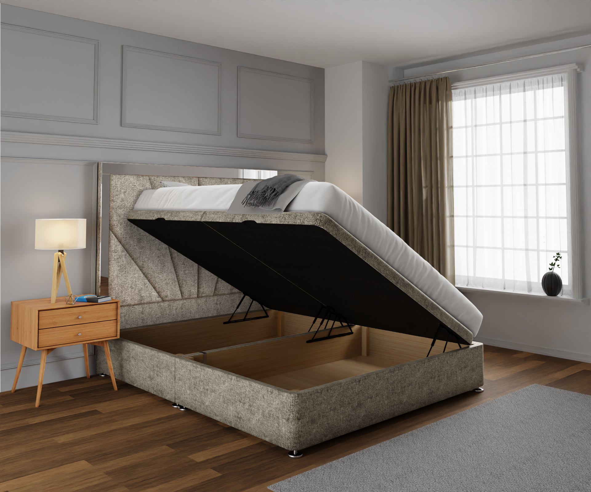 Chelsea Horizon Mirrored Ottoman Storage Divan Bed Set