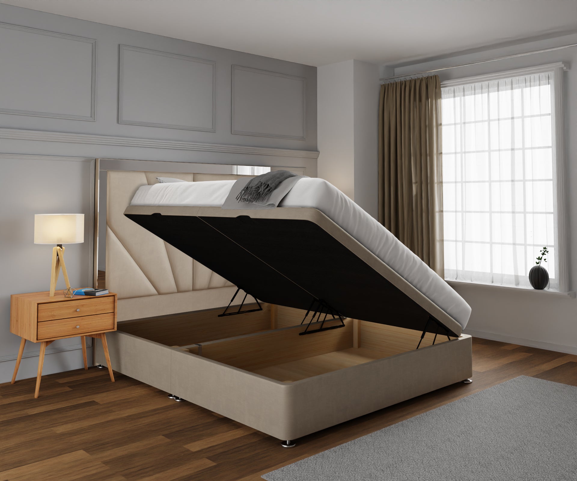 Chelsea Horizon Mirrored Ottoman Storage Divan Bed Set