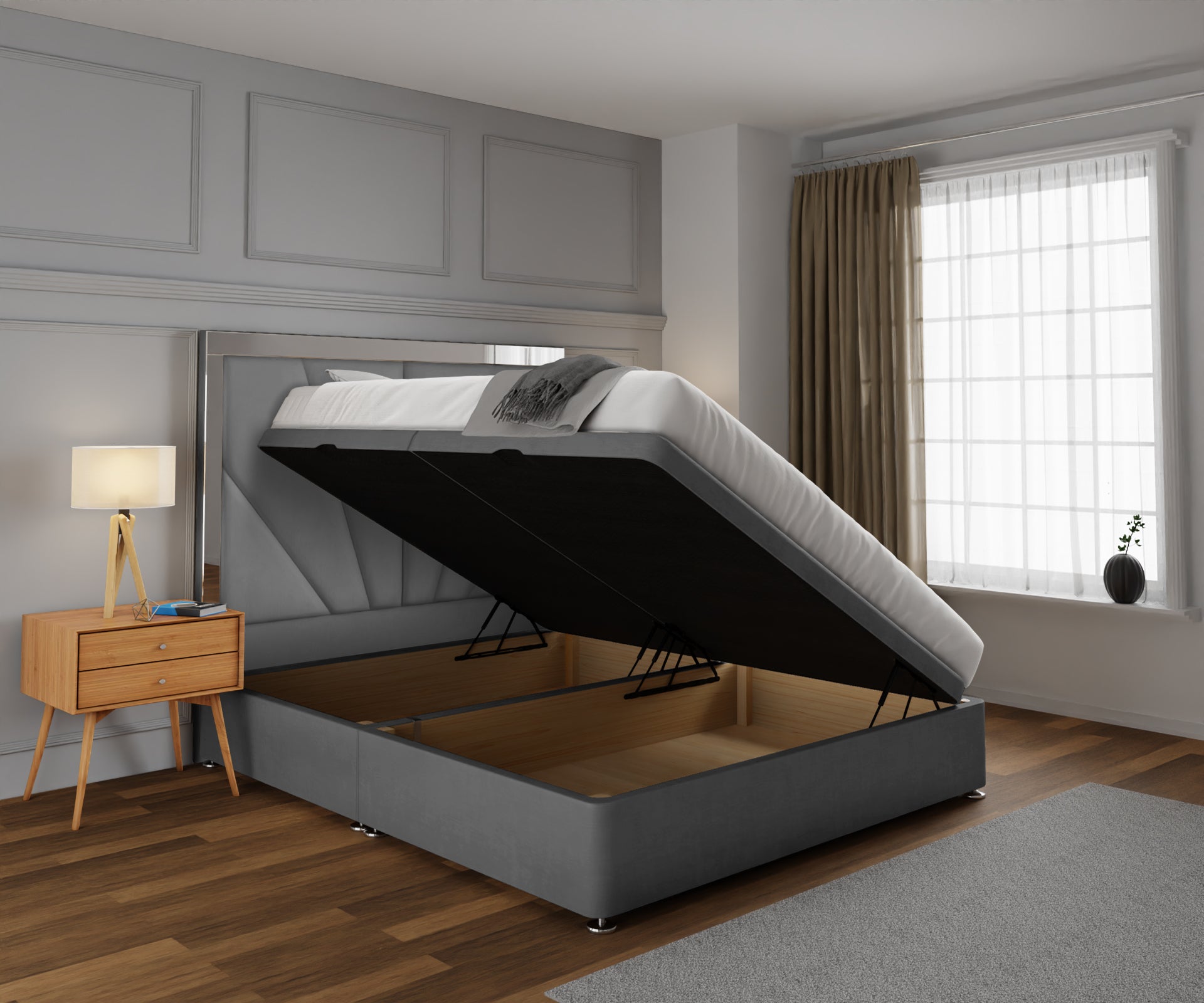 Chelsea Horizon Mirrored Ottoman Storage Divan Bed Set