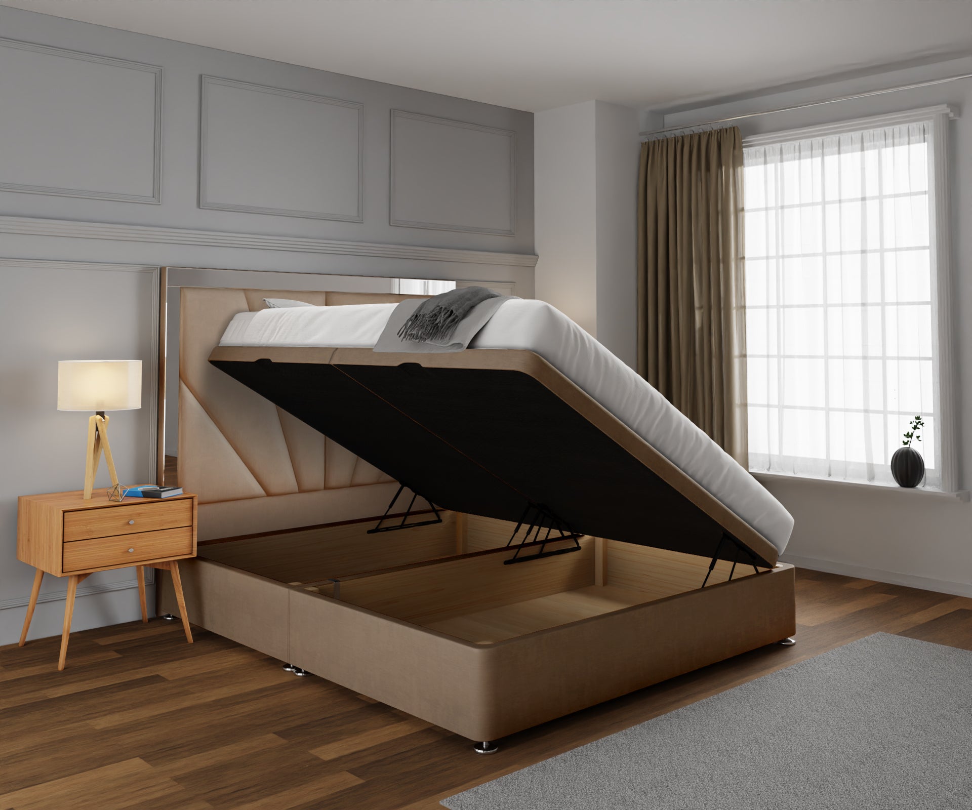 Chelsea Horizon Mirrored Ottoman Storage Divan Bed Set