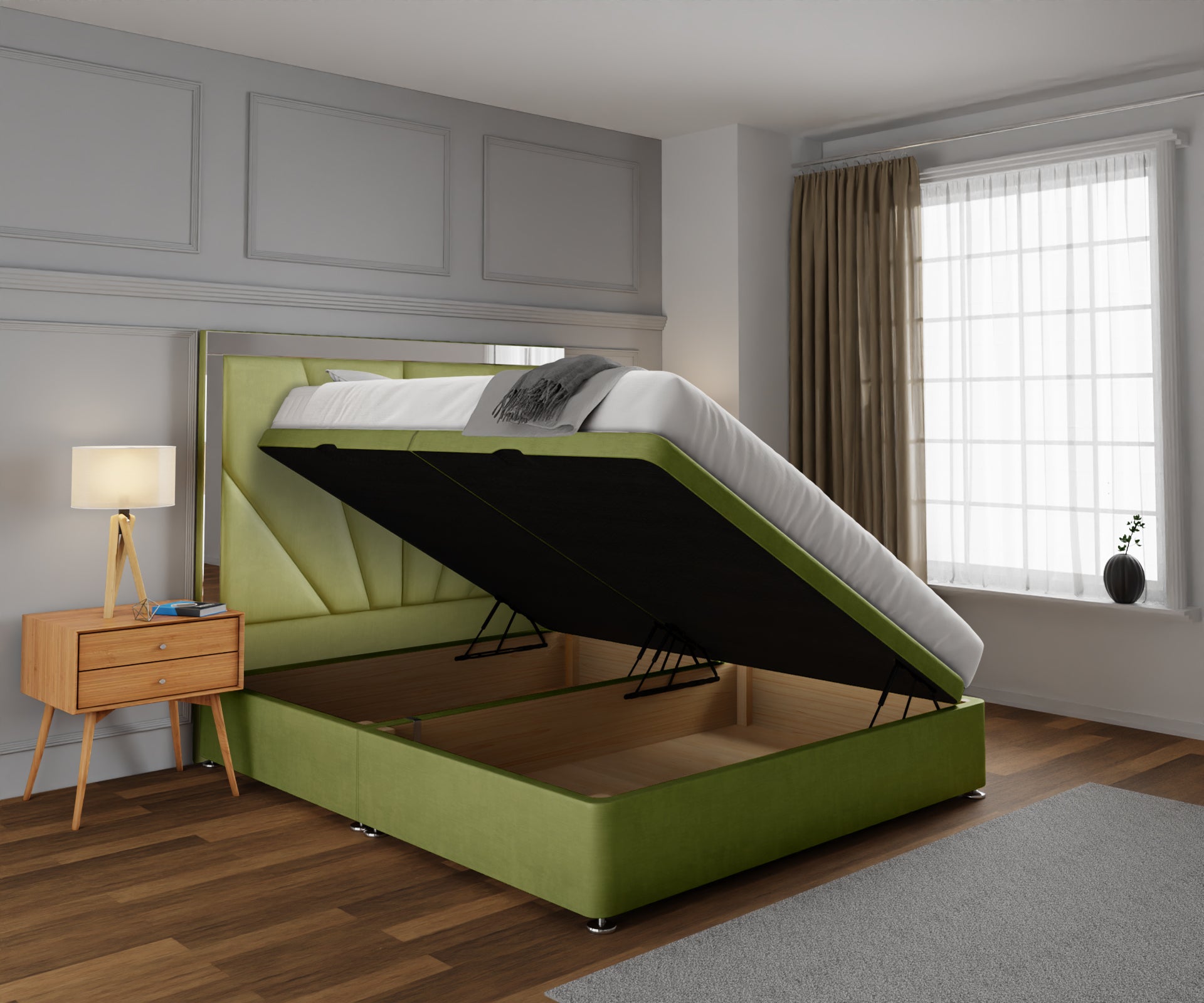 Chelsea Horizon Mirrored Ottoman Storage Divan Bed Set