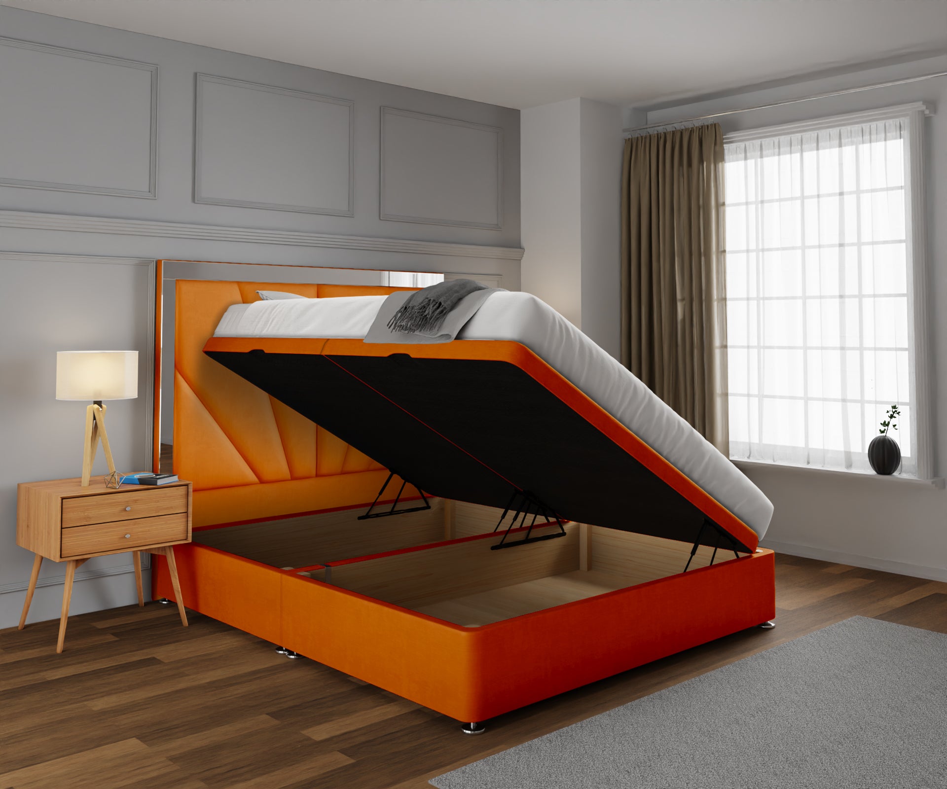 Chelsea Horizon Mirrored Ottoman Storage Divan Bed Set