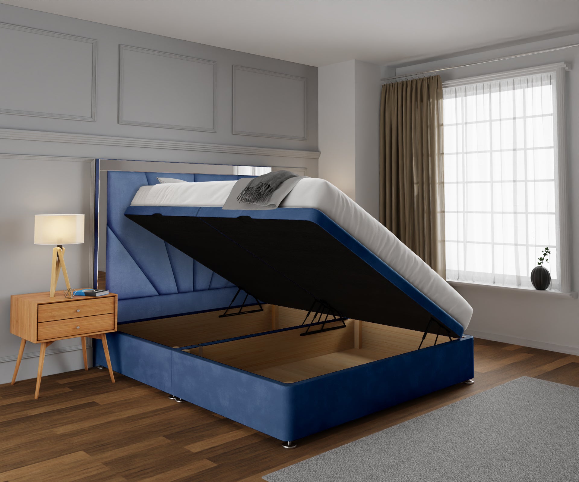 Chelsea Horizon Mirrored Ottoman Storage Divan Bed Set