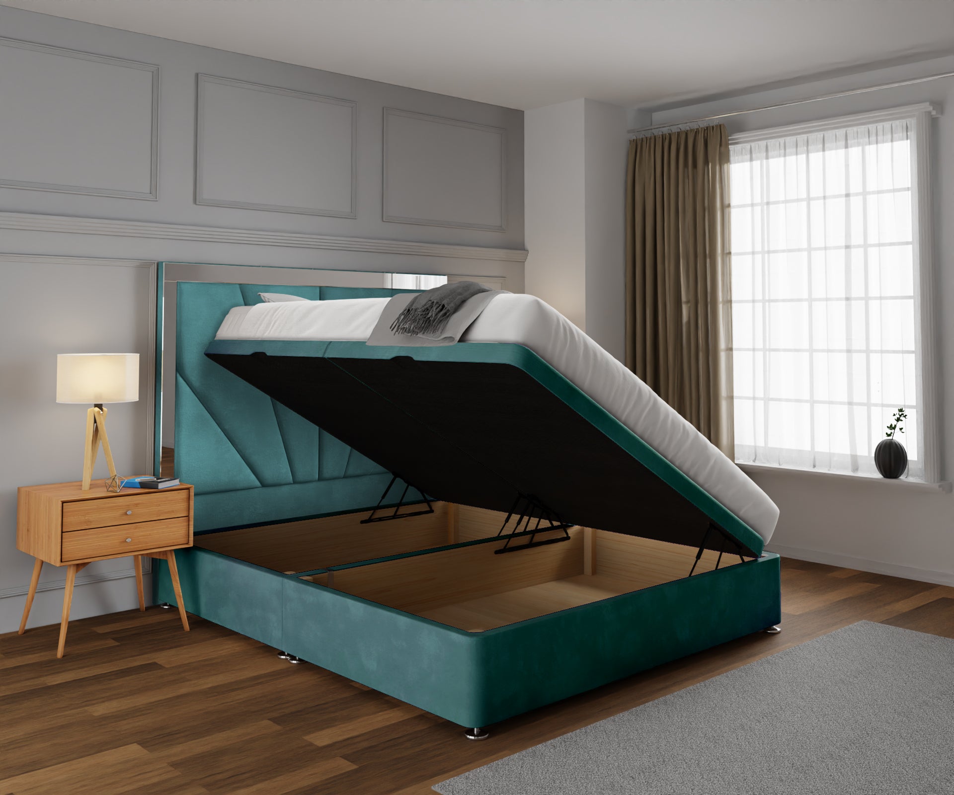 Chelsea Horizon Mirrored Ottoman Storage Divan Bed Set