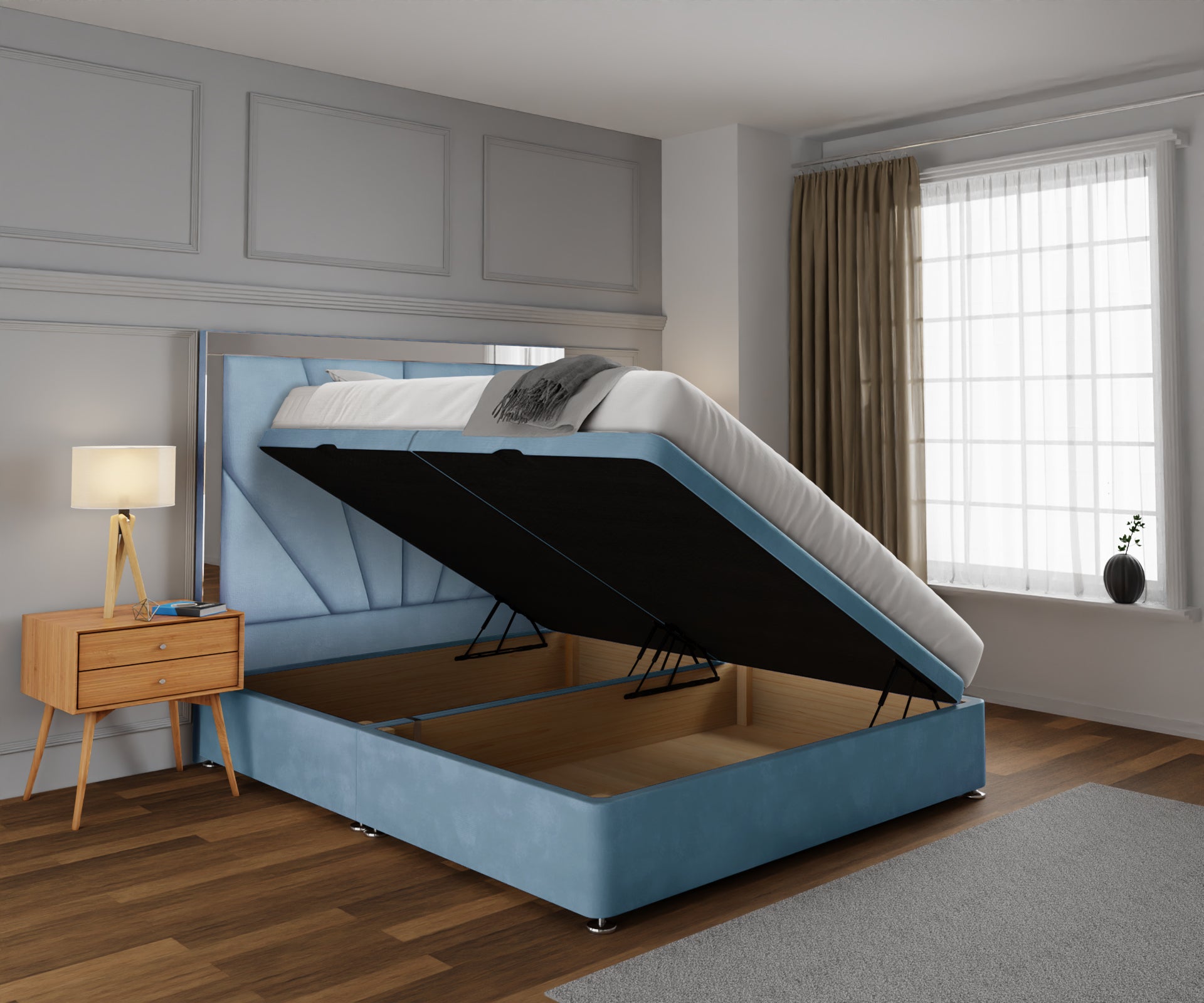 Chelsea Horizon Mirrored Ottoman Storage Divan Bed Set