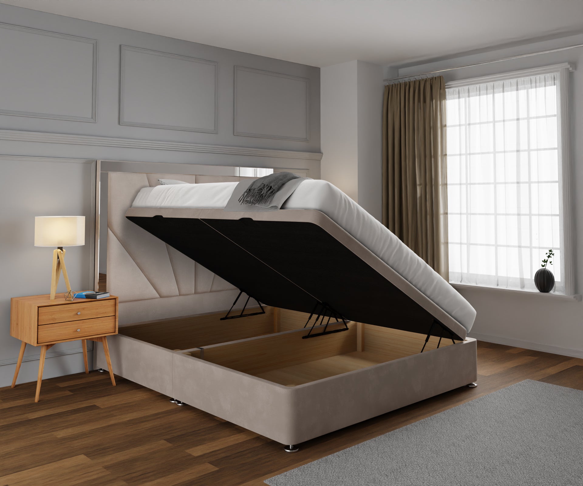 Chelsea Horizon Mirrored Ottoman Storage Divan Bed Set