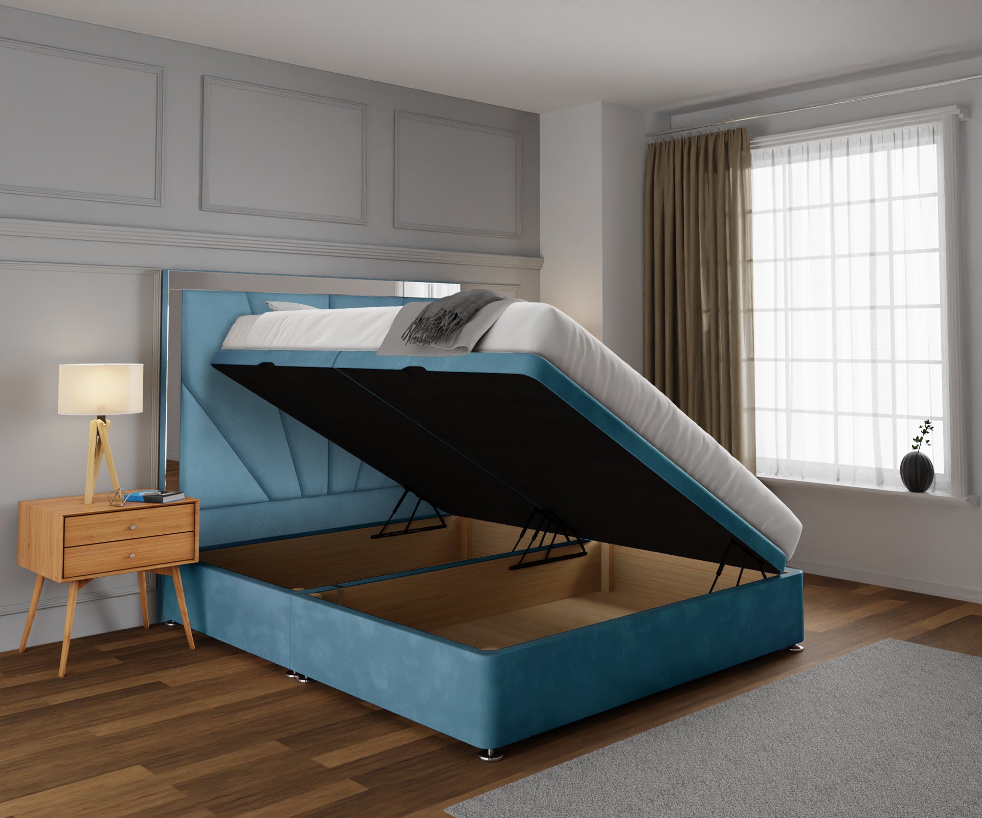 Chelsea Horizon Mirrored Ottoman Storage Divan Bed Set