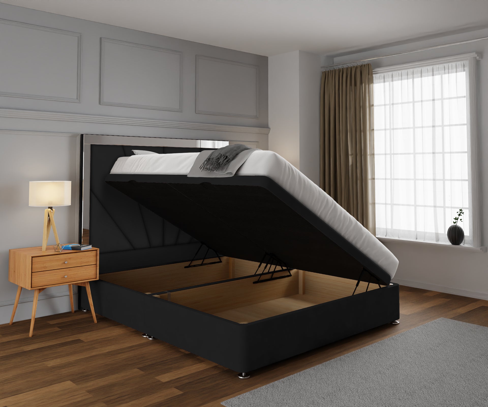Chelsea Horizon Mirrored Ottoman Storage Divan Bed Set