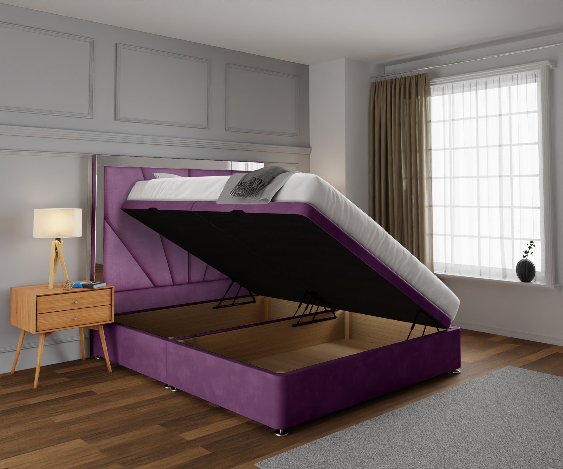 Chelsea Horizon Mirrored Ottoman Storage Divan Bed Set