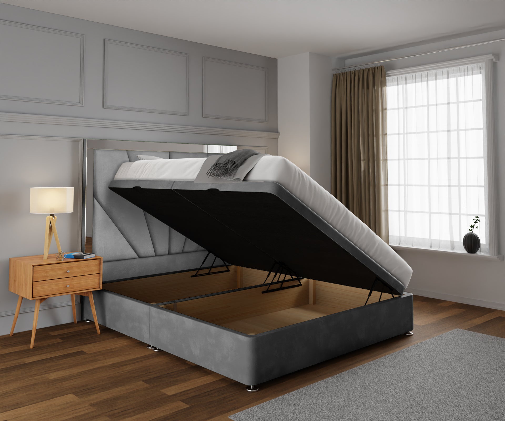 Chelsea Horizon Mirrored Ottoman Storage Divan Bed Set