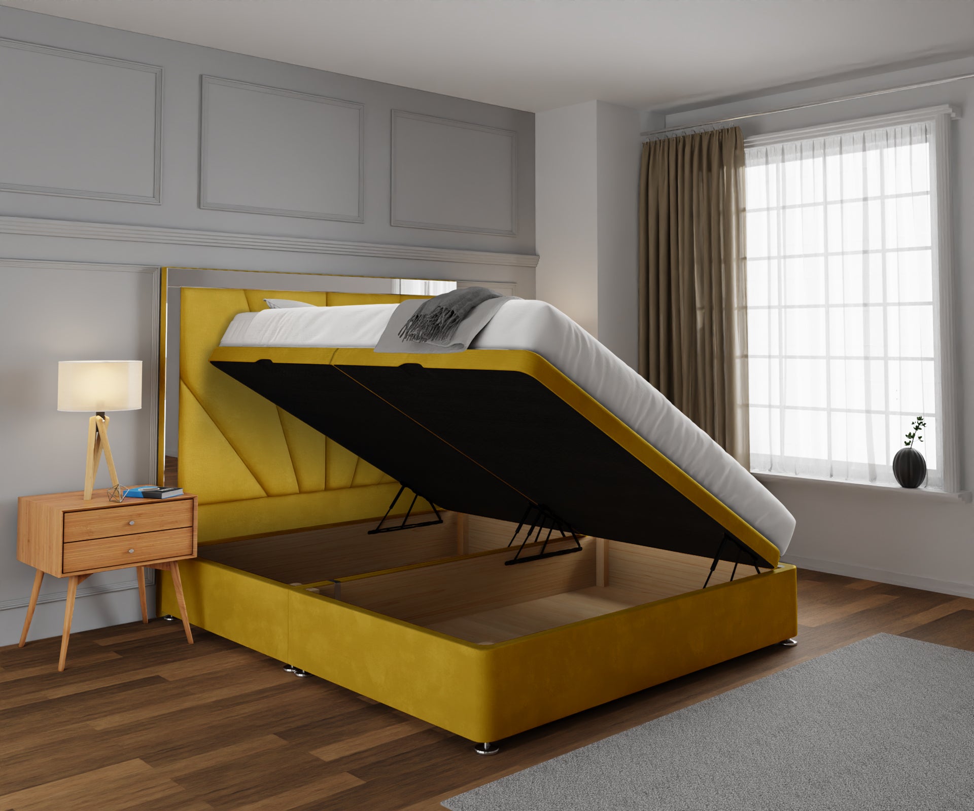 Chelsea Horizon Mirrored Ottoman Storage Divan Bed Set