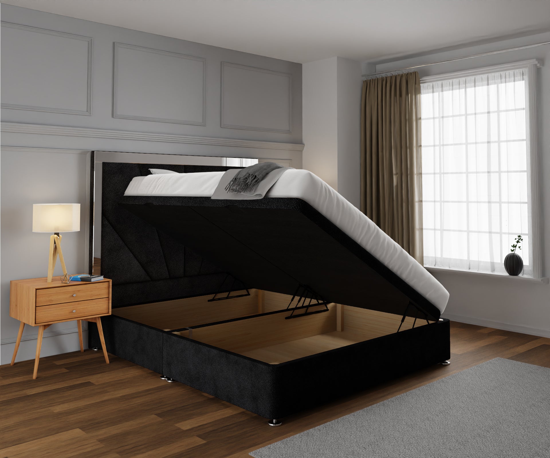 Chelsea Horizon Mirrored Ottoman Storage Divan Bed Set