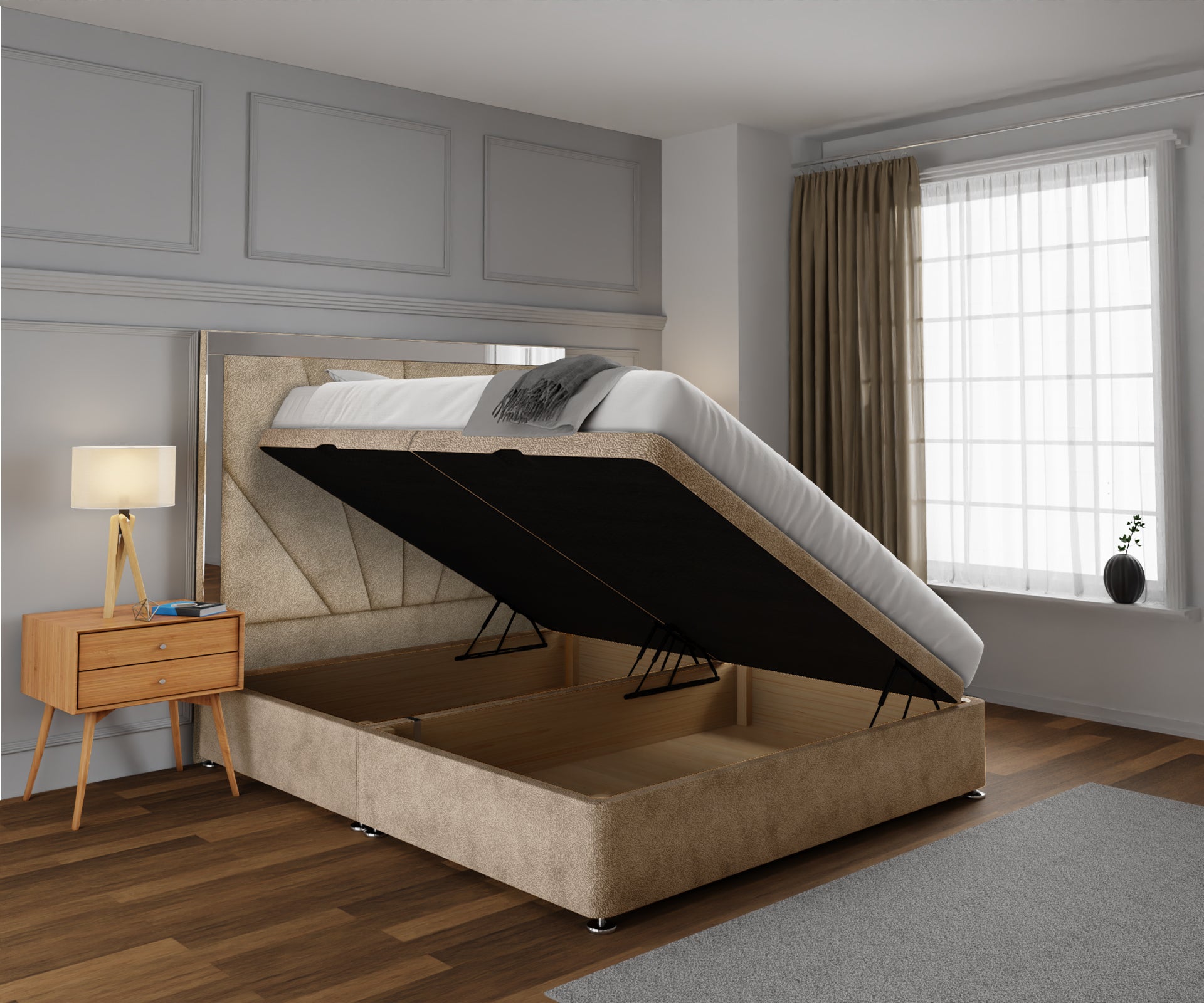 Chelsea Horizon Mirrored Ottoman Storage Divan Bed Set