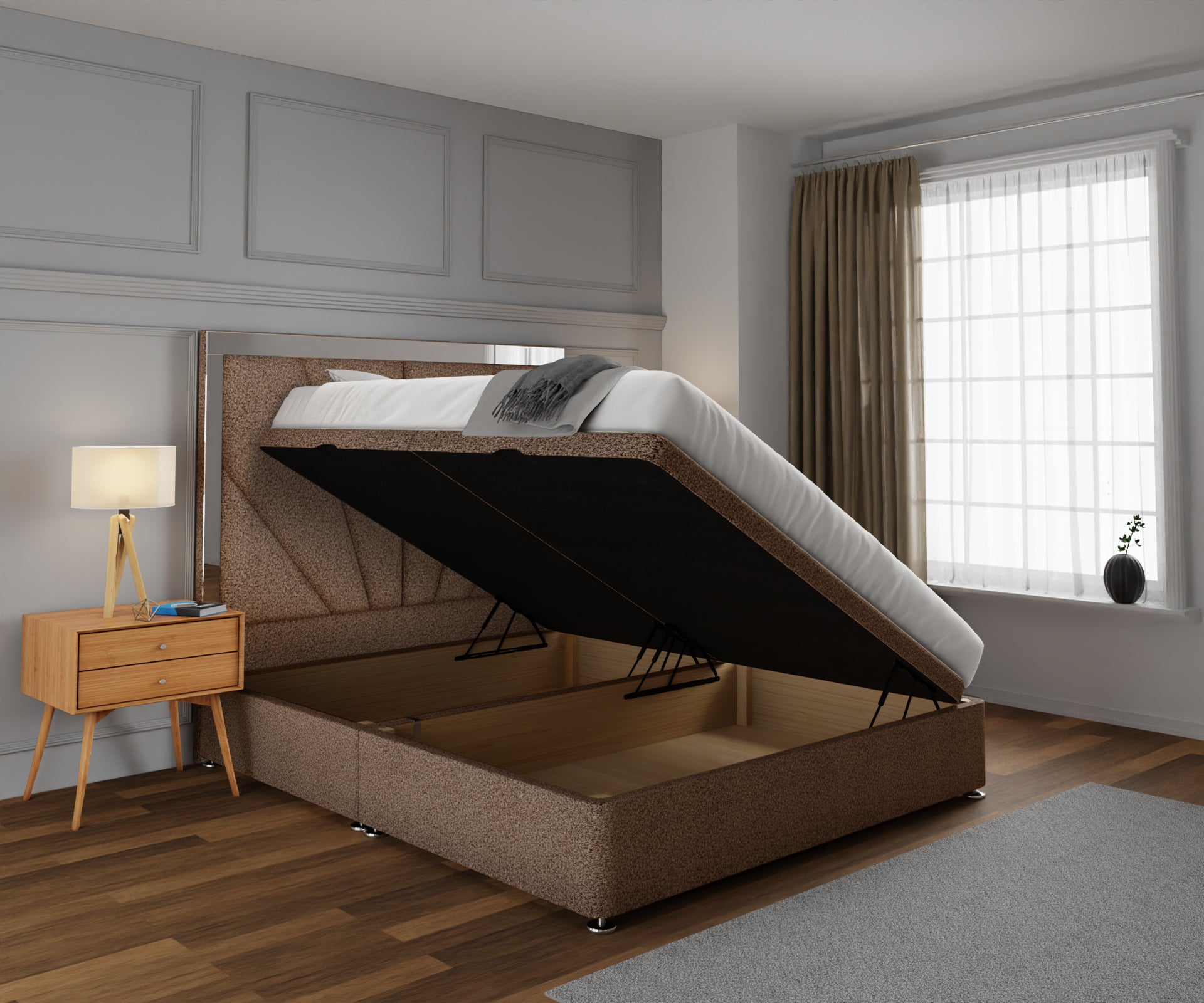 Chelsea Horizon Mirrored Ottoman Storage Divan Bed Set