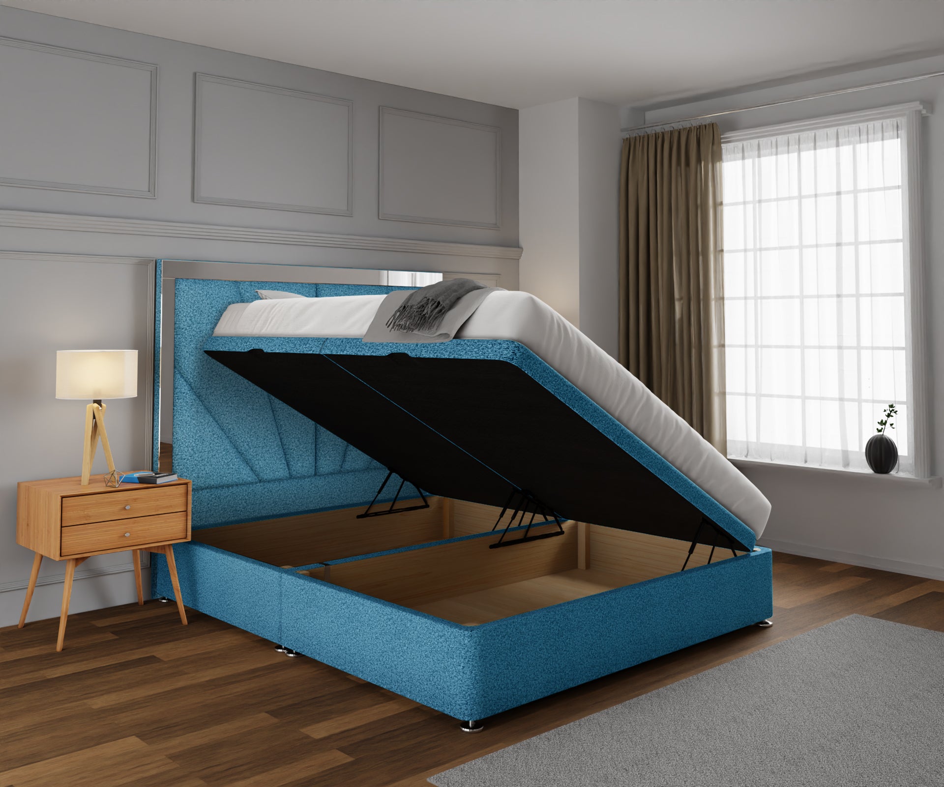 Chelsea Horizon Mirrored Ottoman Storage Divan Bed Set