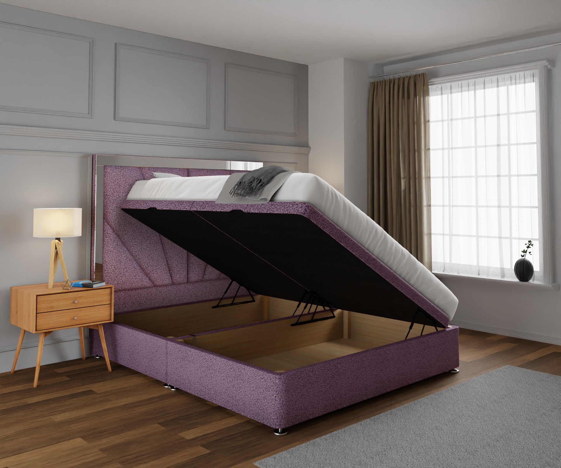 Chelsea Horizon Mirrored Ottoman Storage Divan Bed Set