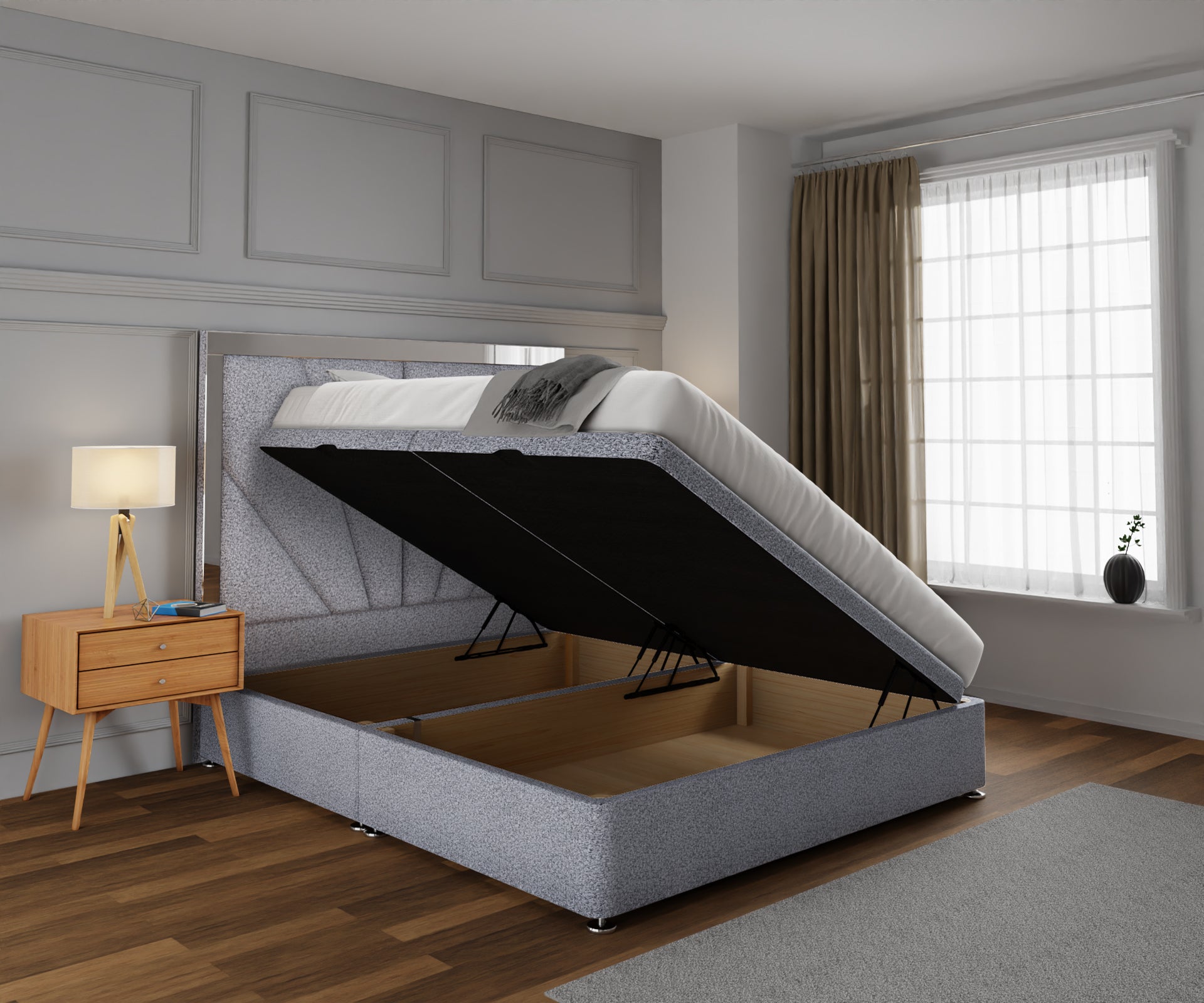 Chelsea Horizon Mirrored Ottoman Storage Divan Bed Set