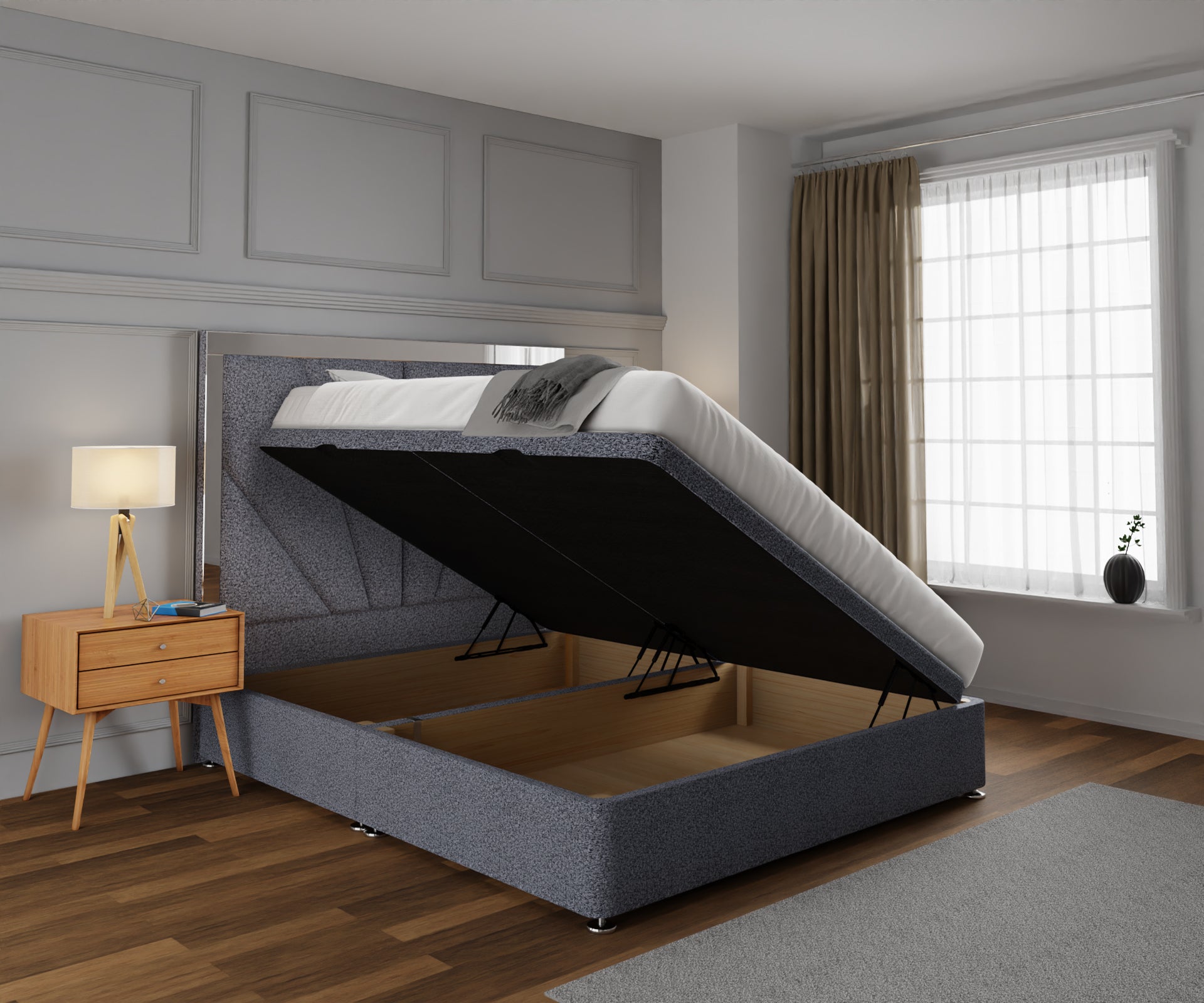 Chelsea Horizon Mirrored Ottoman Storage Divan Bed Set