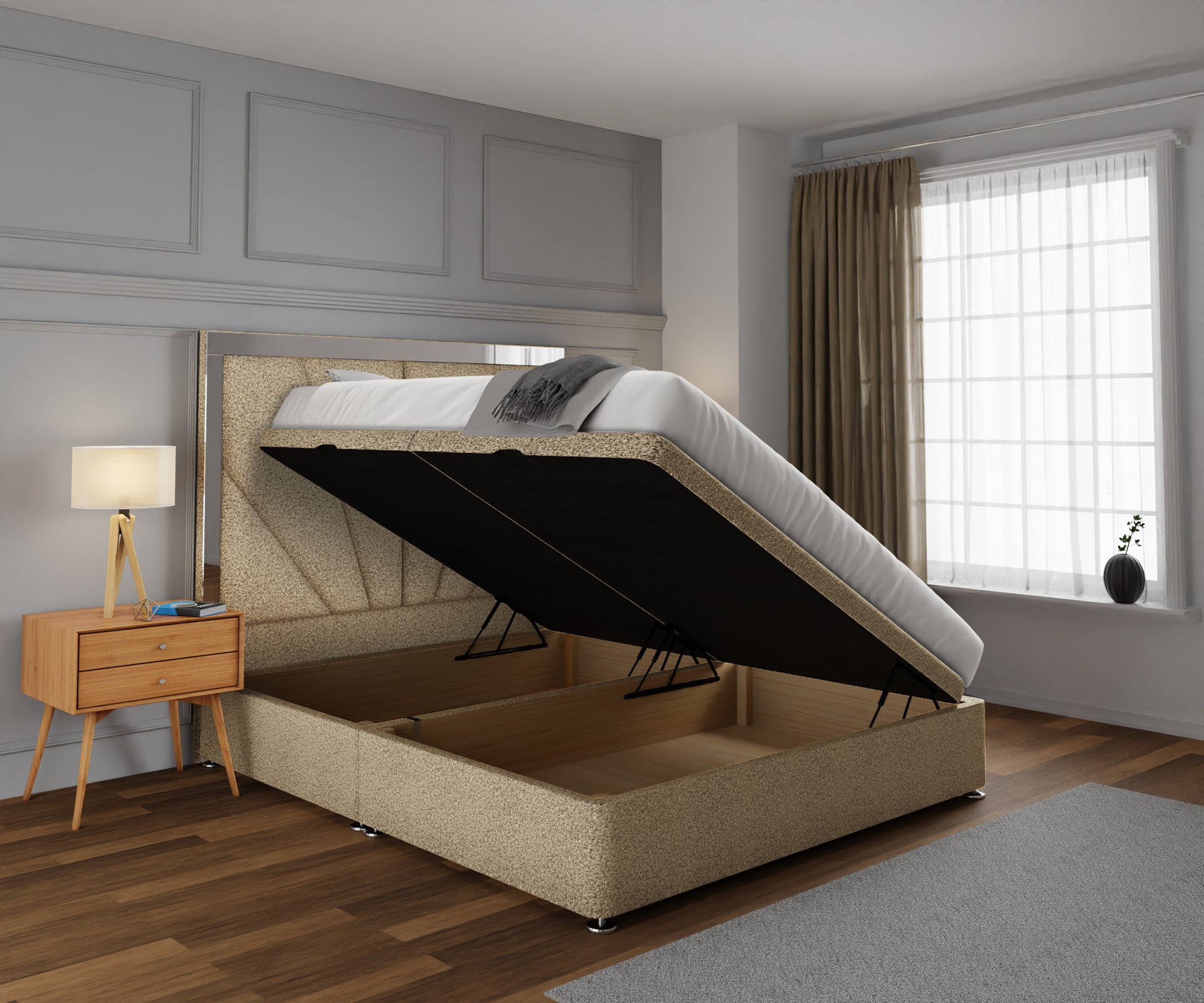 Chelsea Horizon Mirrored Ottoman Storage Divan Bed Set