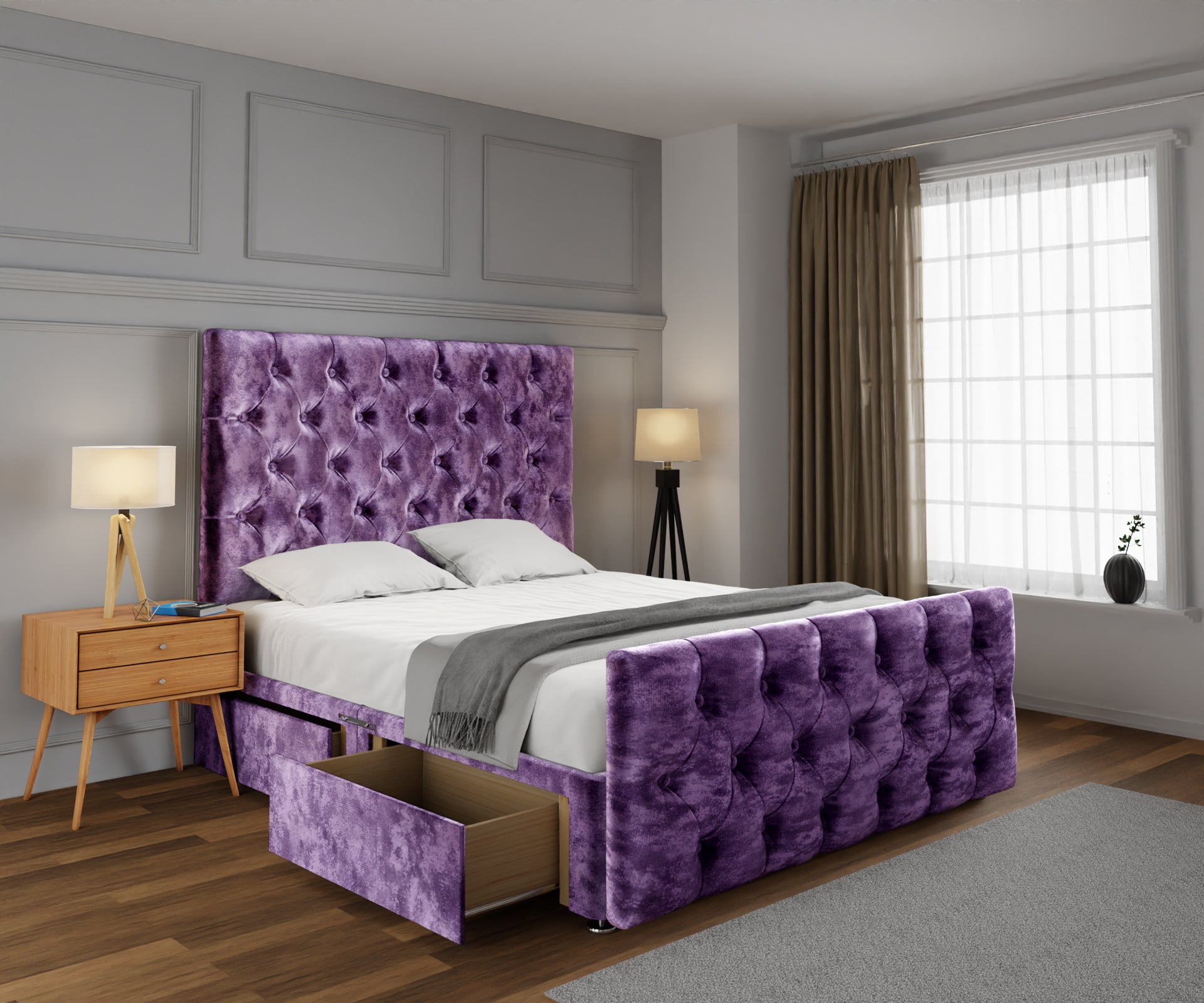 Chesterfield Divan Bed Set With Footboard