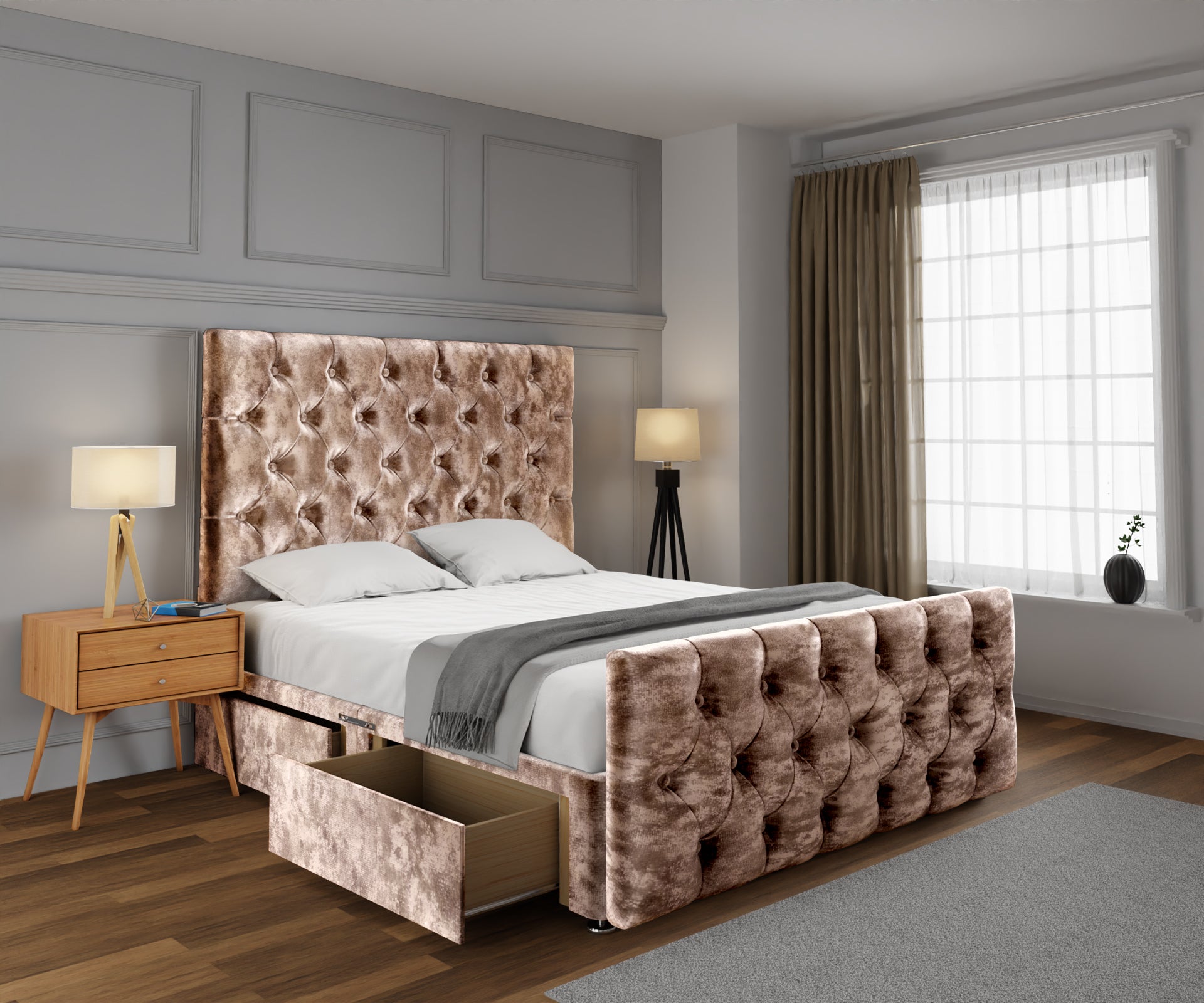 Chesterfield Divan Bed Set With Footboard