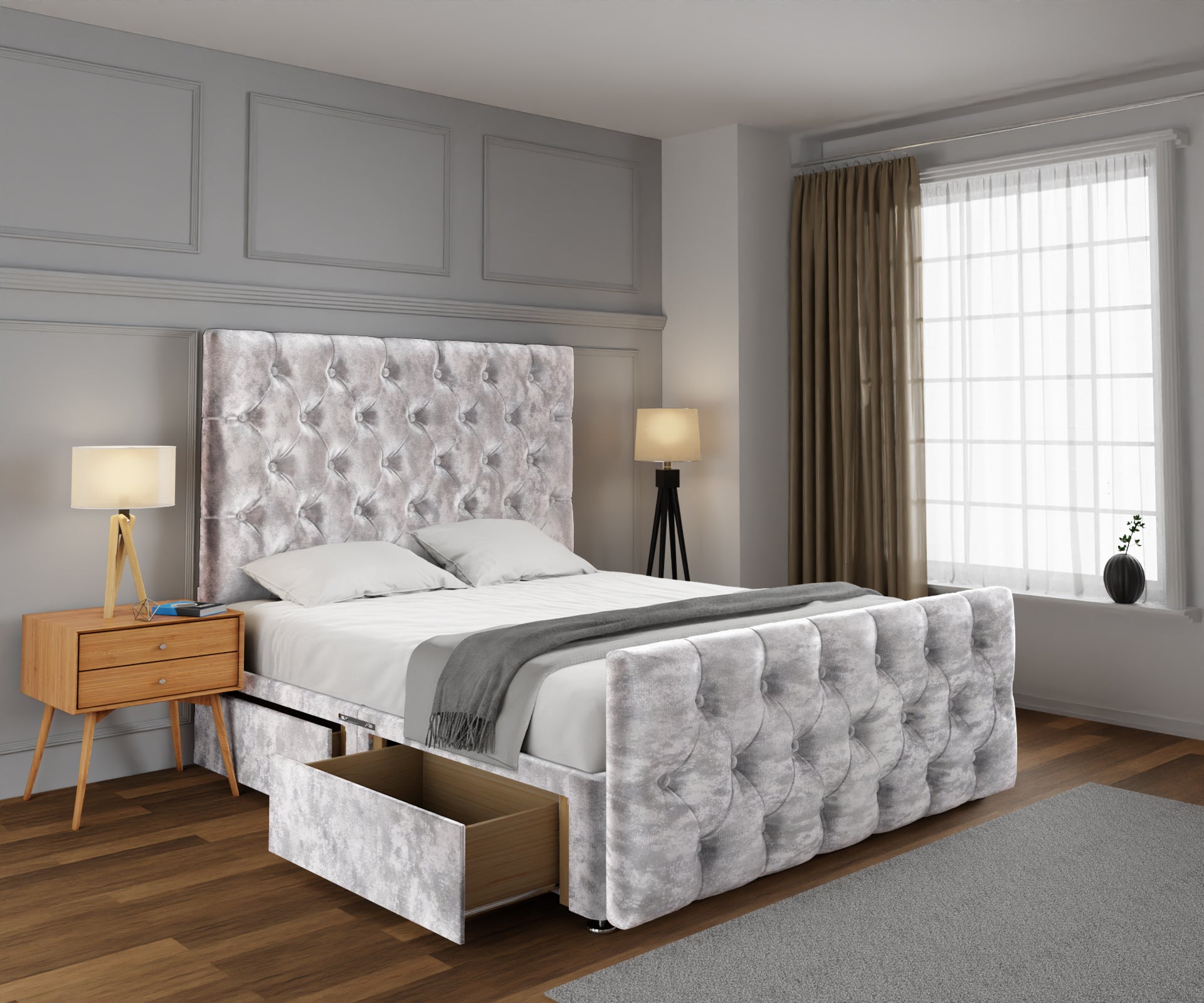 Chesterfield Divan Bed Set With Footboard