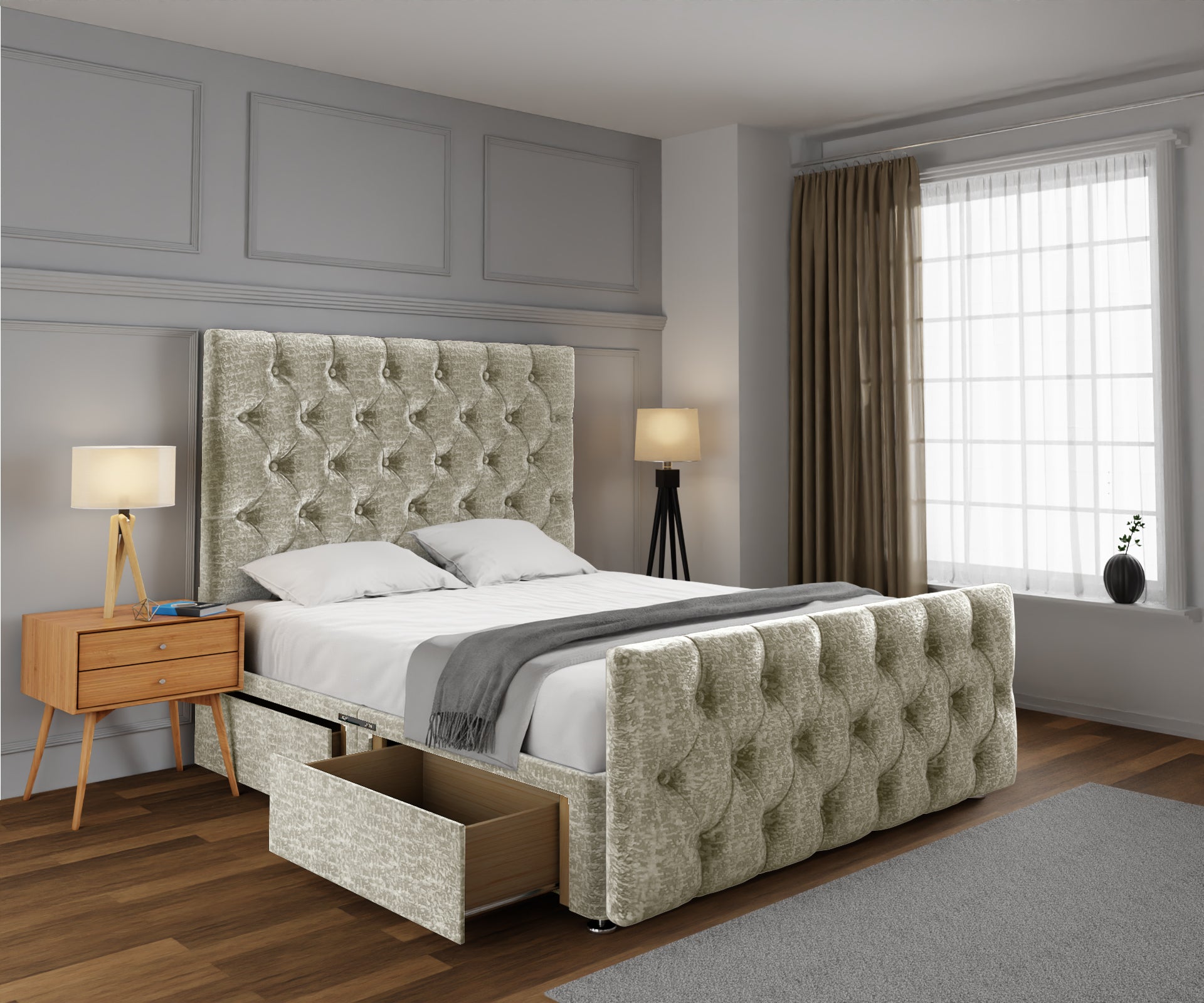 Chesterfield Divan Bed Set With Footboard