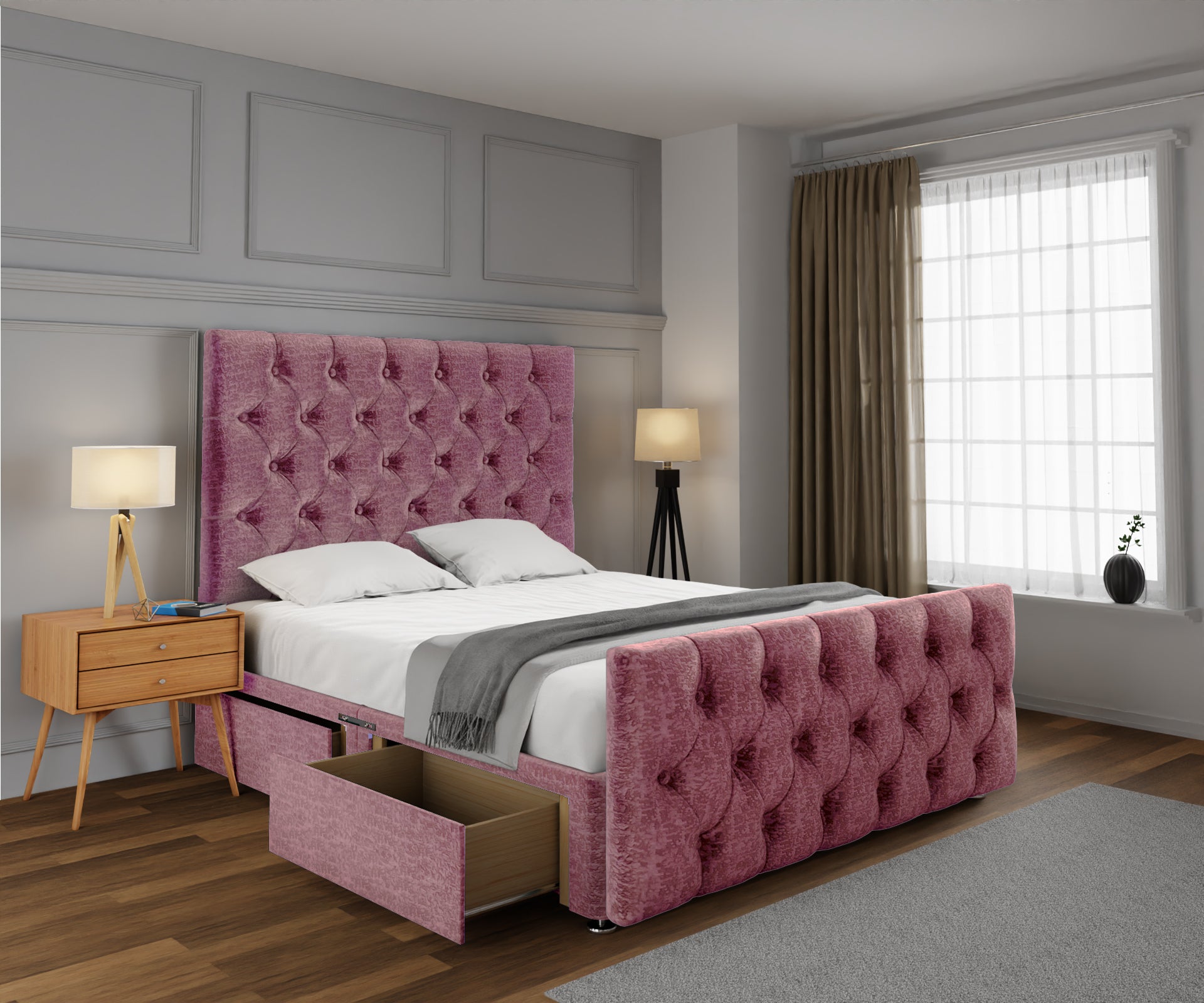 Chesterfield Divan Bed Set With Footboard