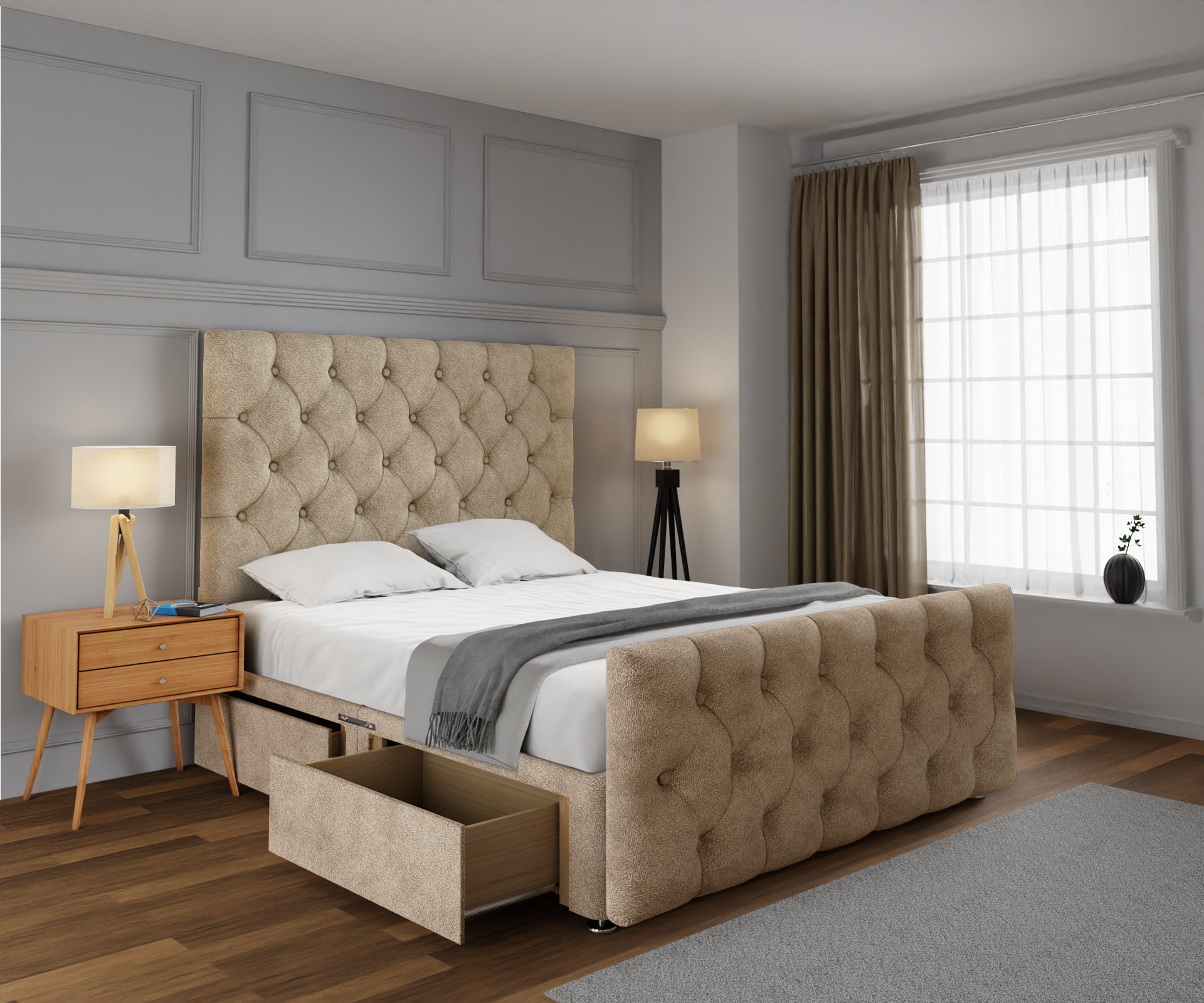 Chesterfield Divan Bed Set With Footboard