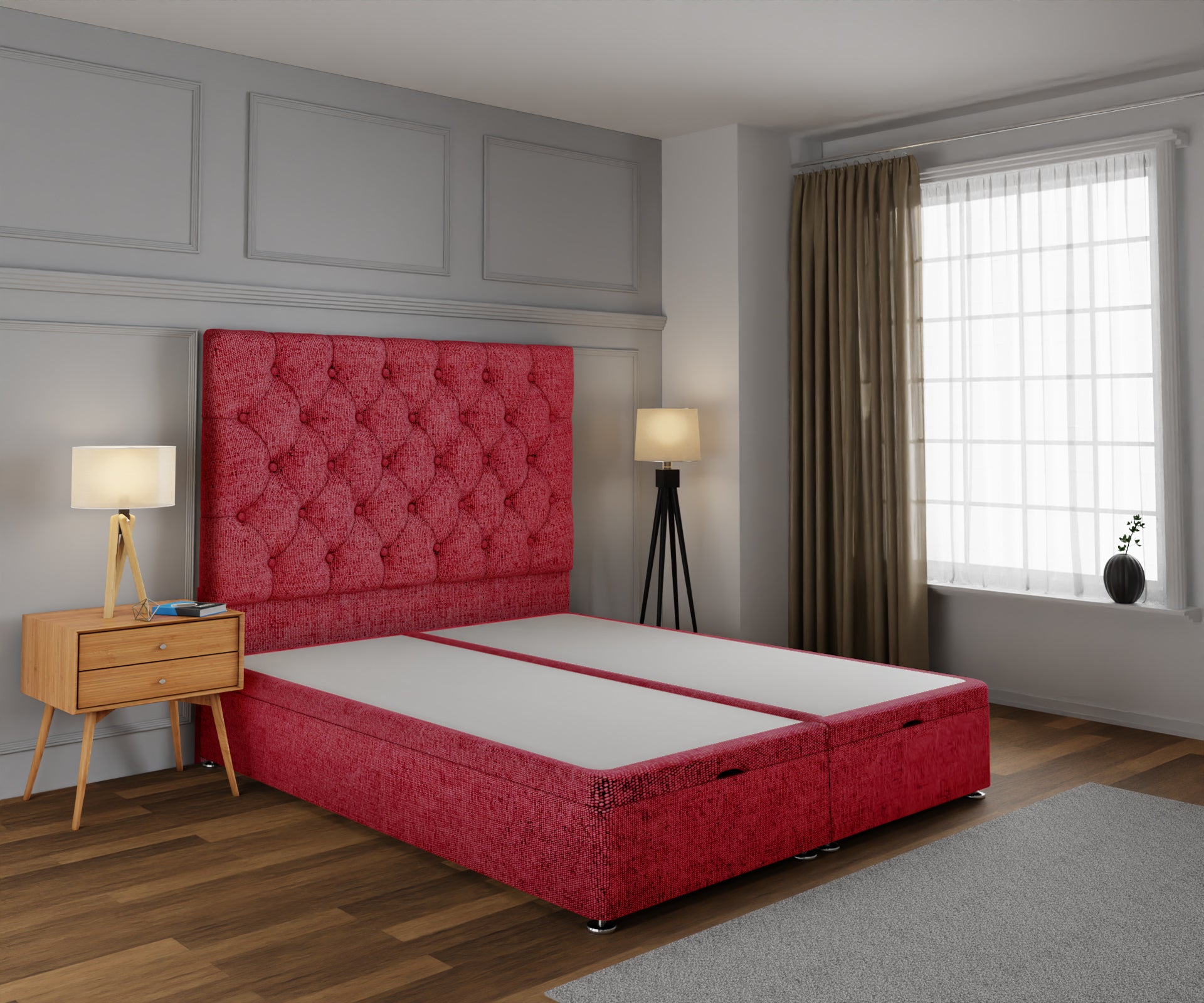 Chesterfield Ottoman Storage Divan Bed Base With Headboard