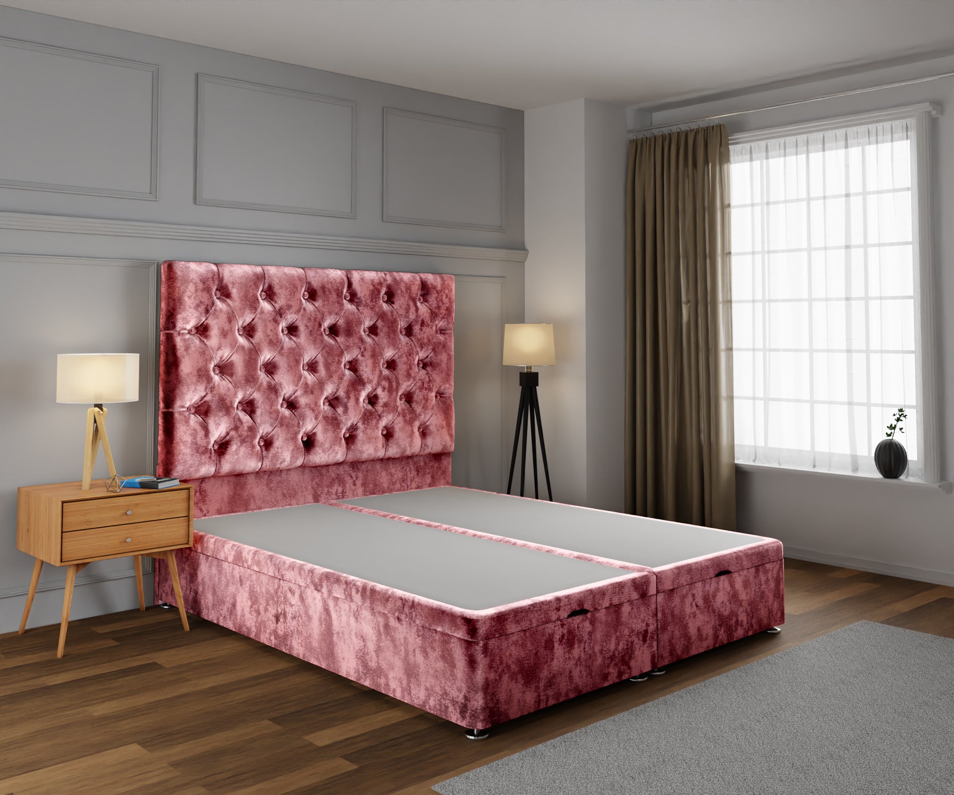 Chesterfield Ottoman Storage Divan Bed Base With Headboard