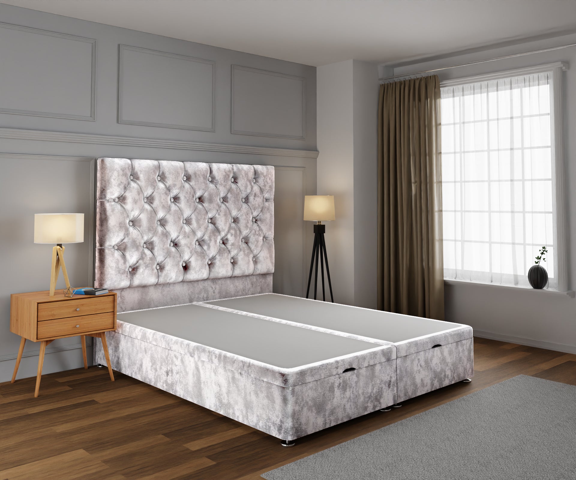 Chesterfield Ottoman Storage Divan Bed Base With Headboard