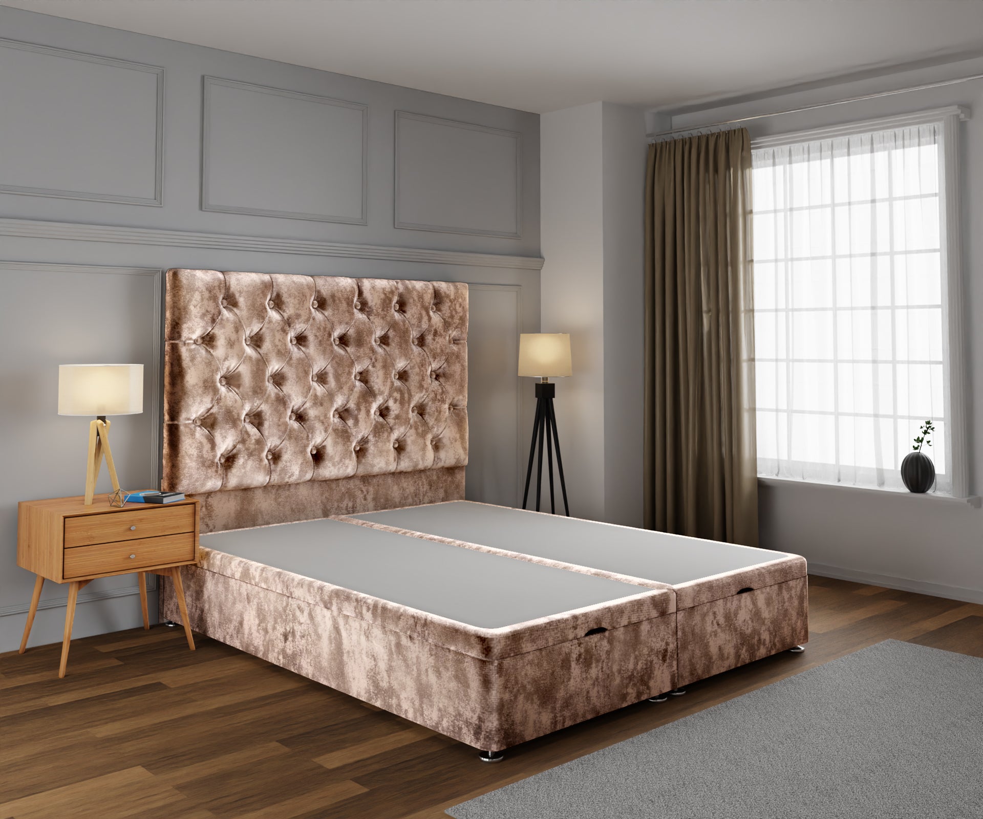 Chesterfield Ottoman Storage Divan Bed Base With Headboard