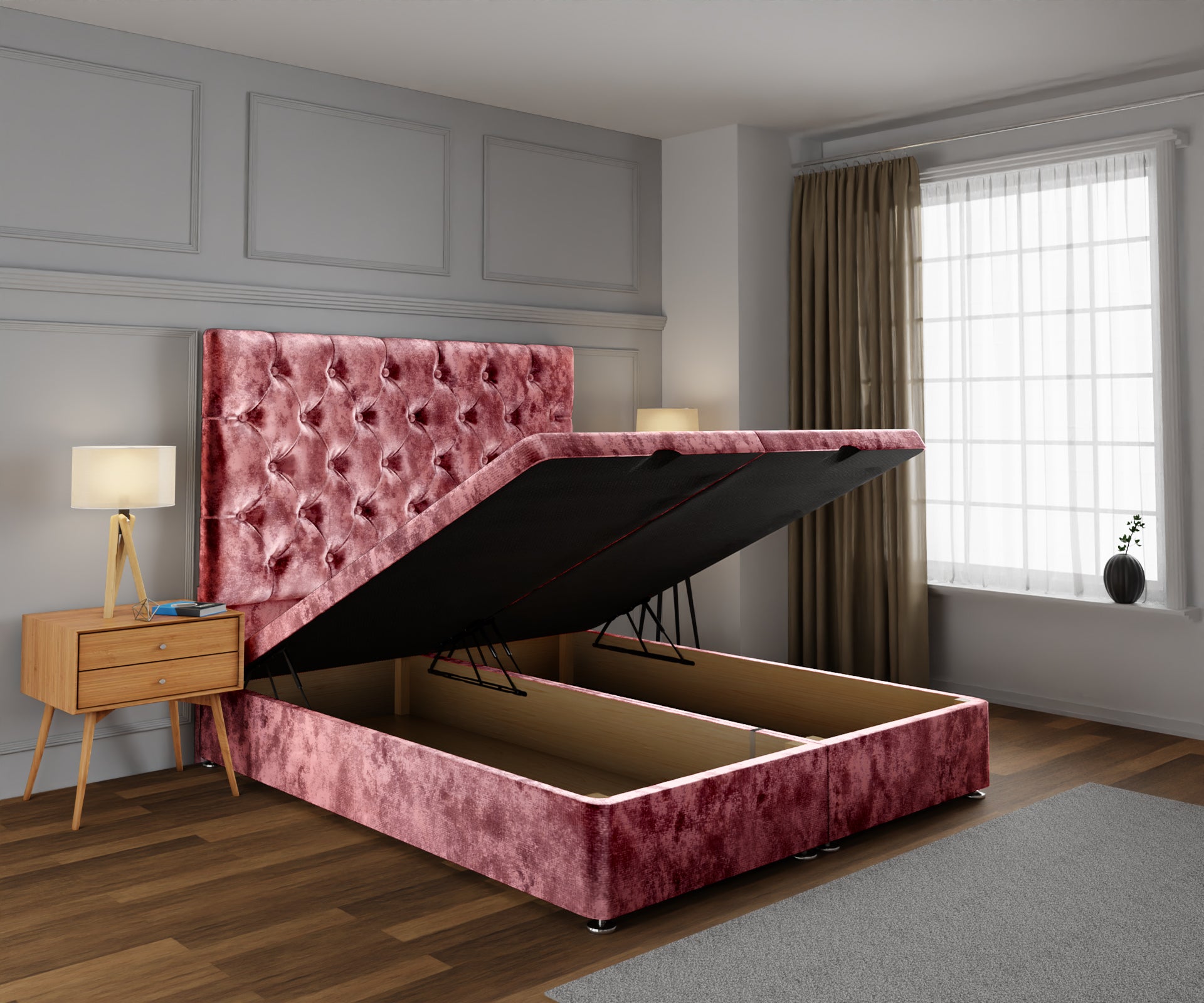 Chesterfield Ottoman Storage Divan Bed Base With Headboard