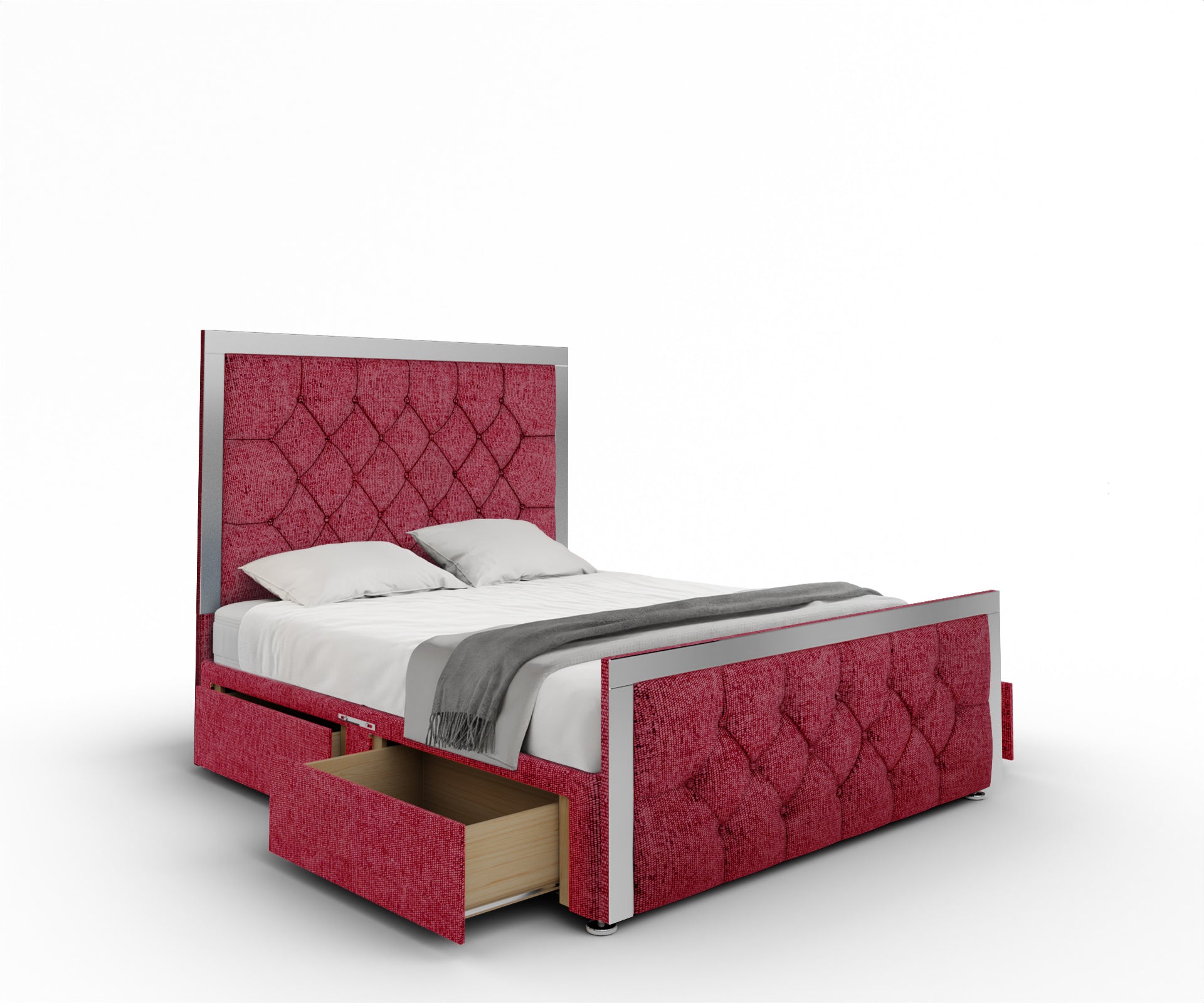 Chesterfield Mirrored Divan Bed Set With Footboard