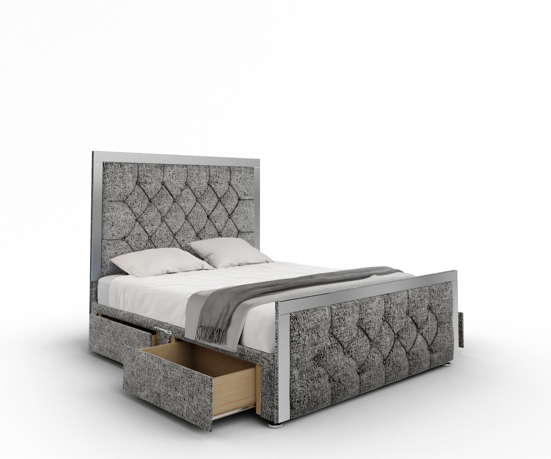 Chesterfield Mirrored Divan Bed Set With Footboard